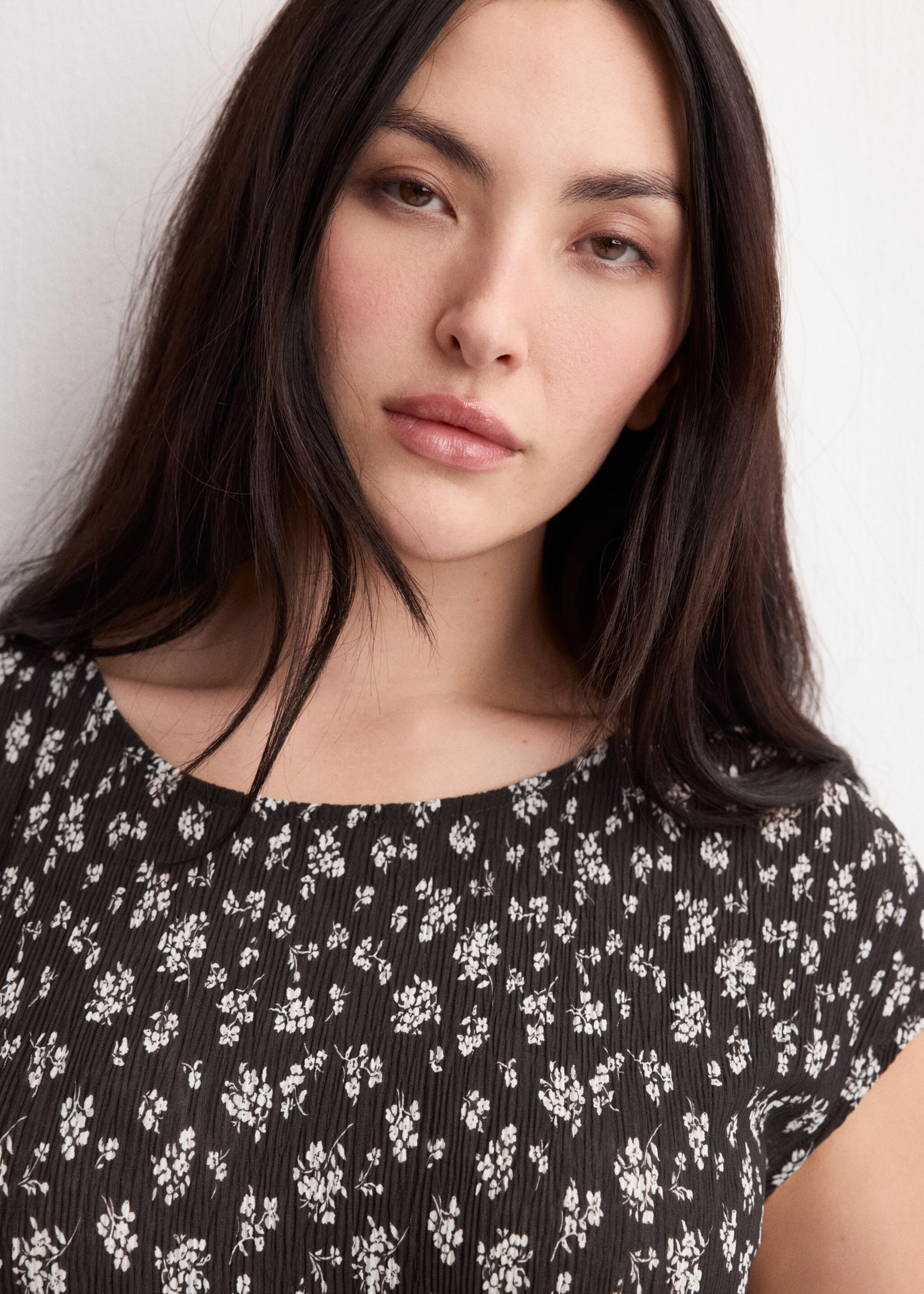 Floral-print midi-dress - Details of the article 4, Brown. Ref: 27075824-00.