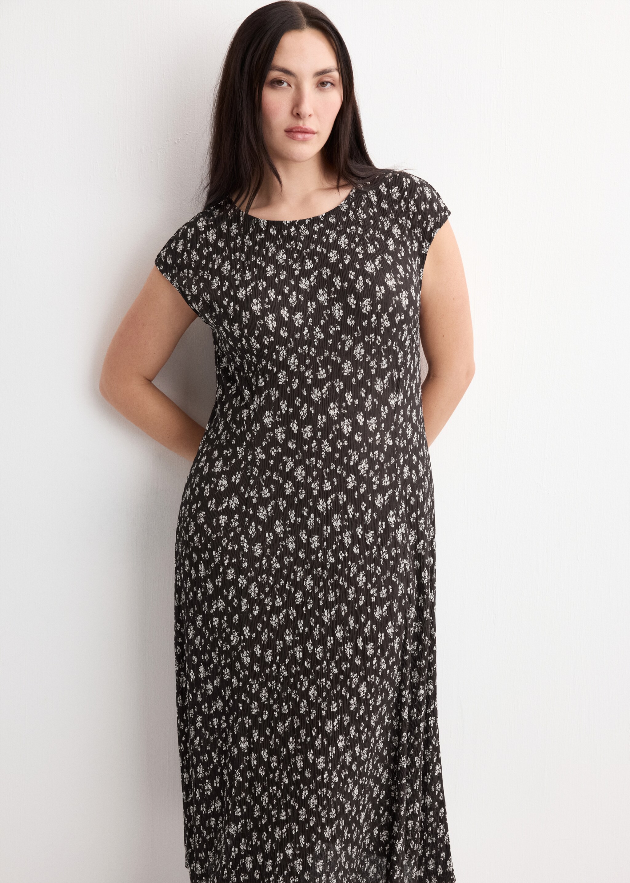 Floral-print midi-dress - Details of the article 5, Brown. Ref: 27075824-00.