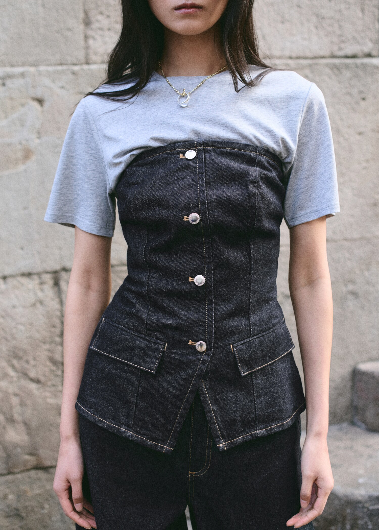 Strapless denim top - Medium plane