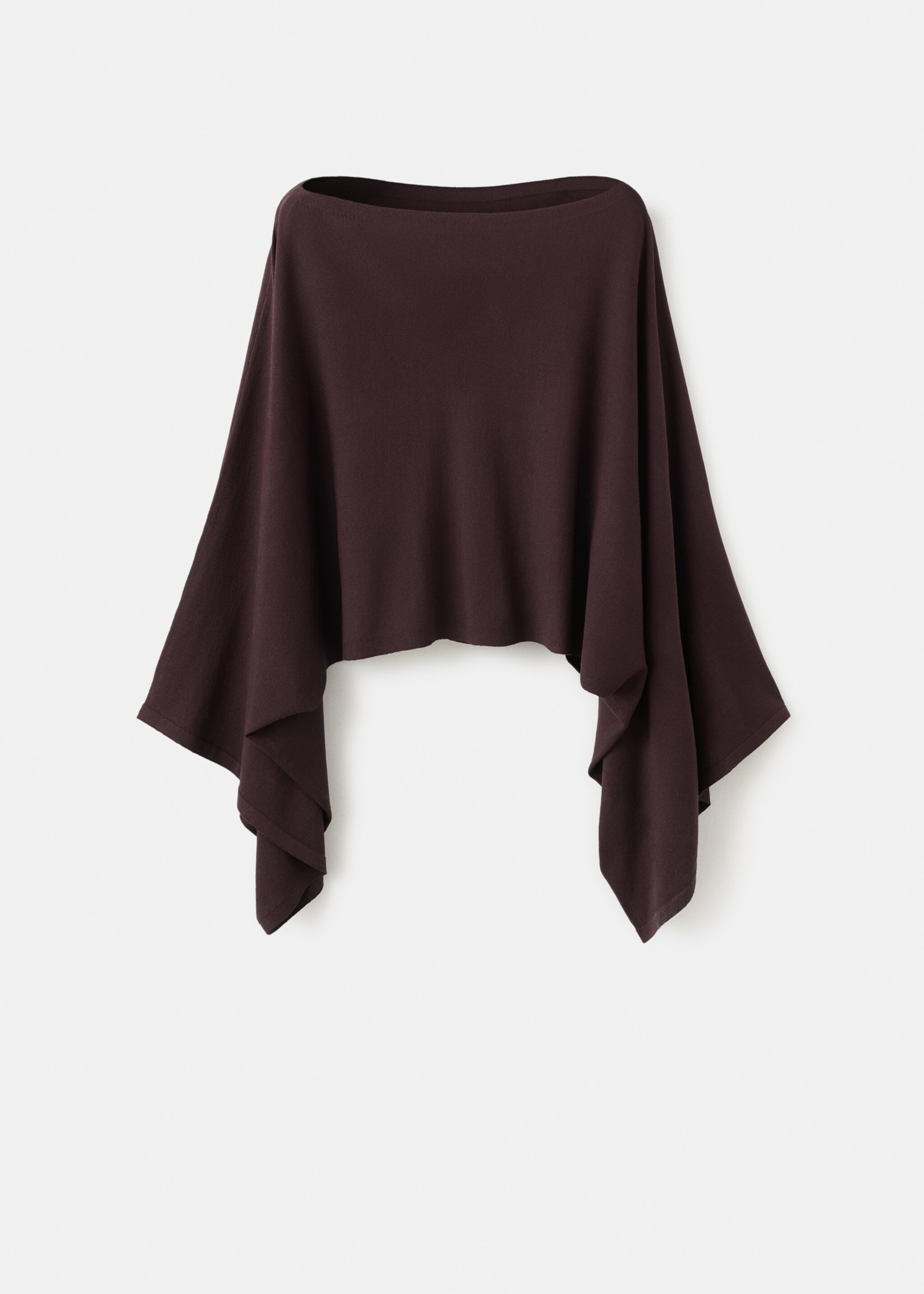 Asymmetrical knitted cape - Article without model, Wine. Ref: 27075826-00.