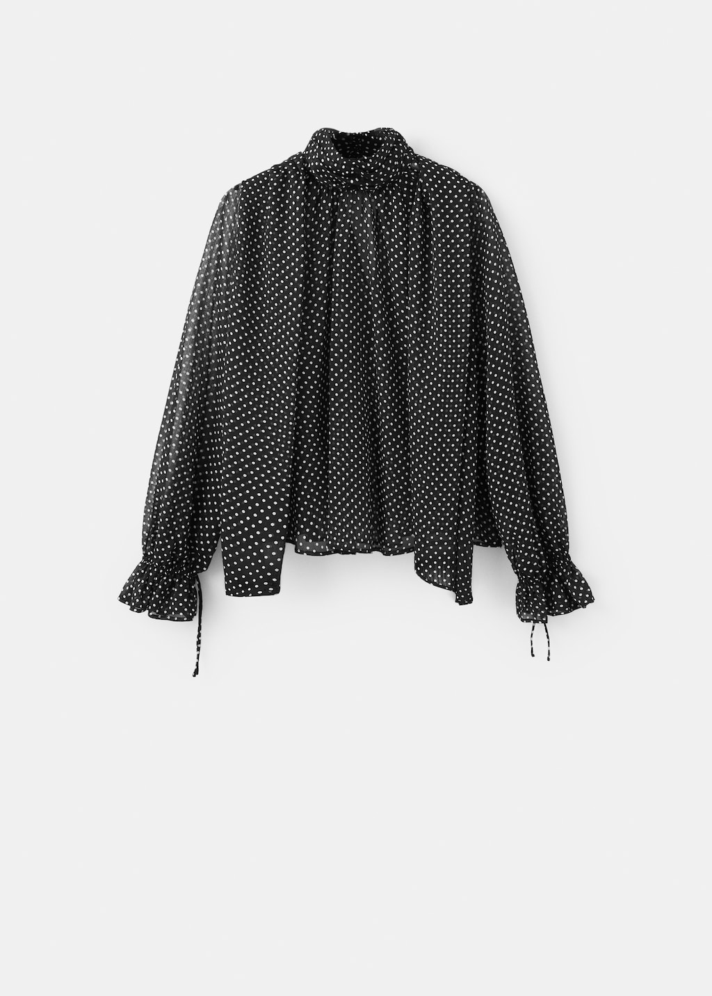 Polka dot high-neck blouse - image 5