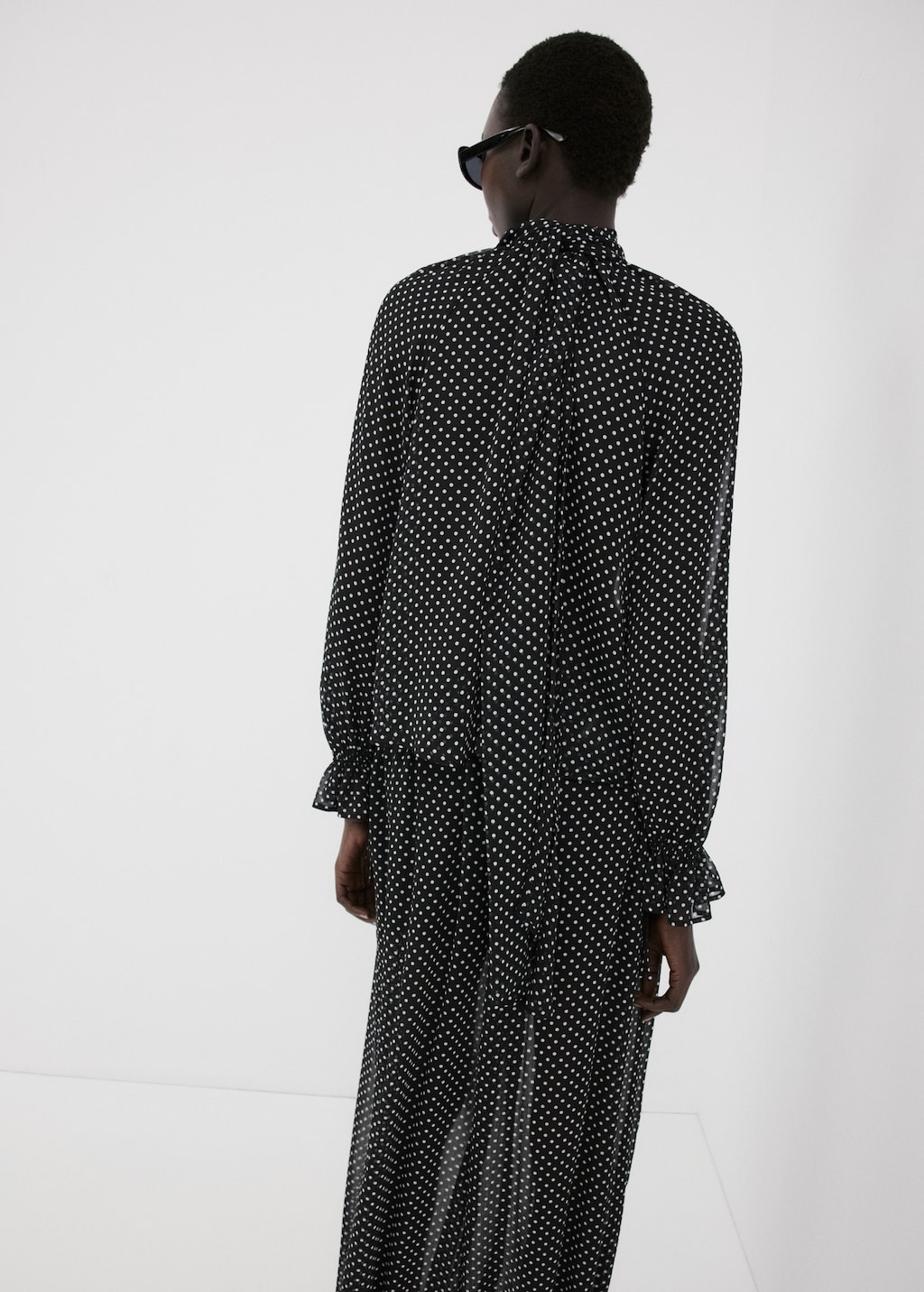 Polka dot high-neck blouse - image 3