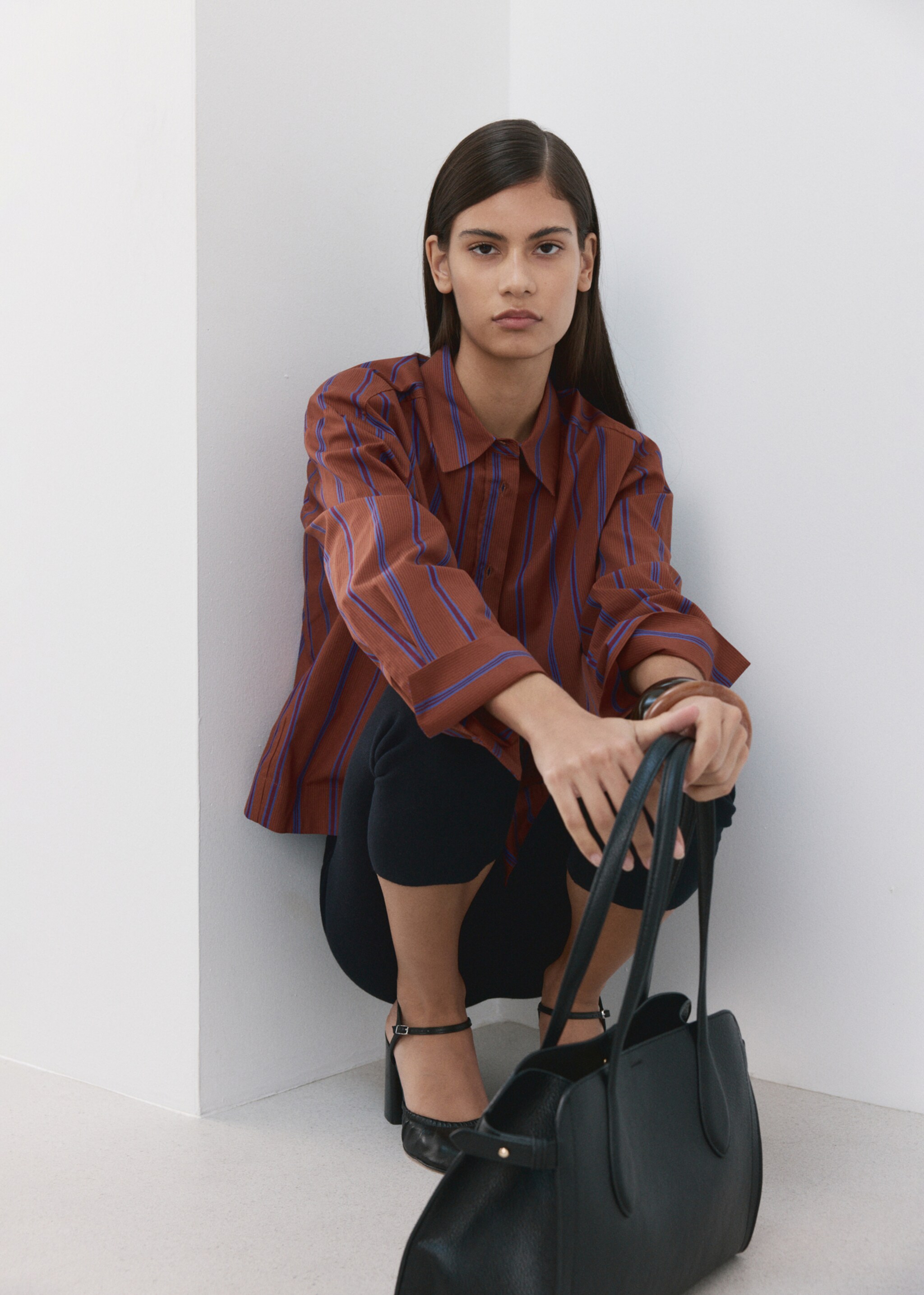 Camisa algodón rayas - Detalle del artículo 2, Rojo anaranjado. Ref: 27075828-00.