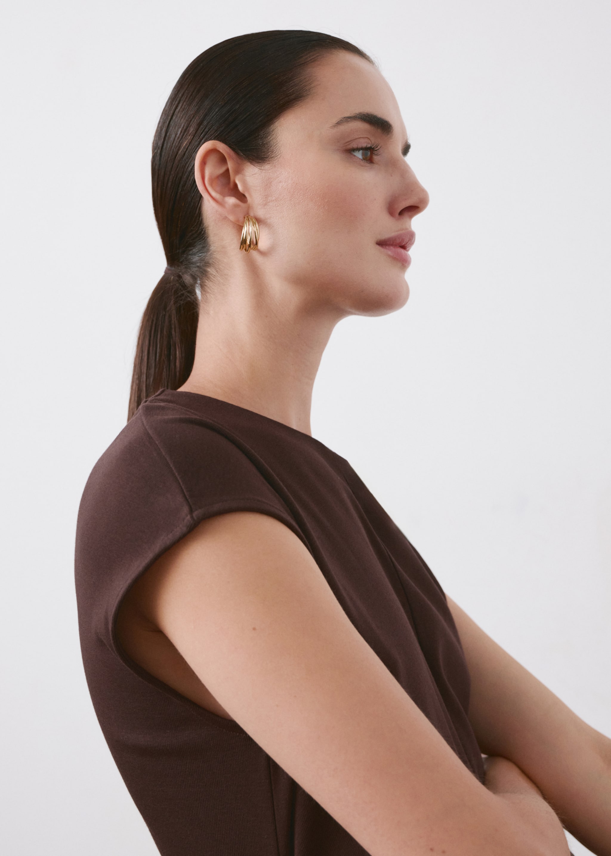 Cotton maternity dress - Details of the article 2, Brown. Ref: 27075829-00.