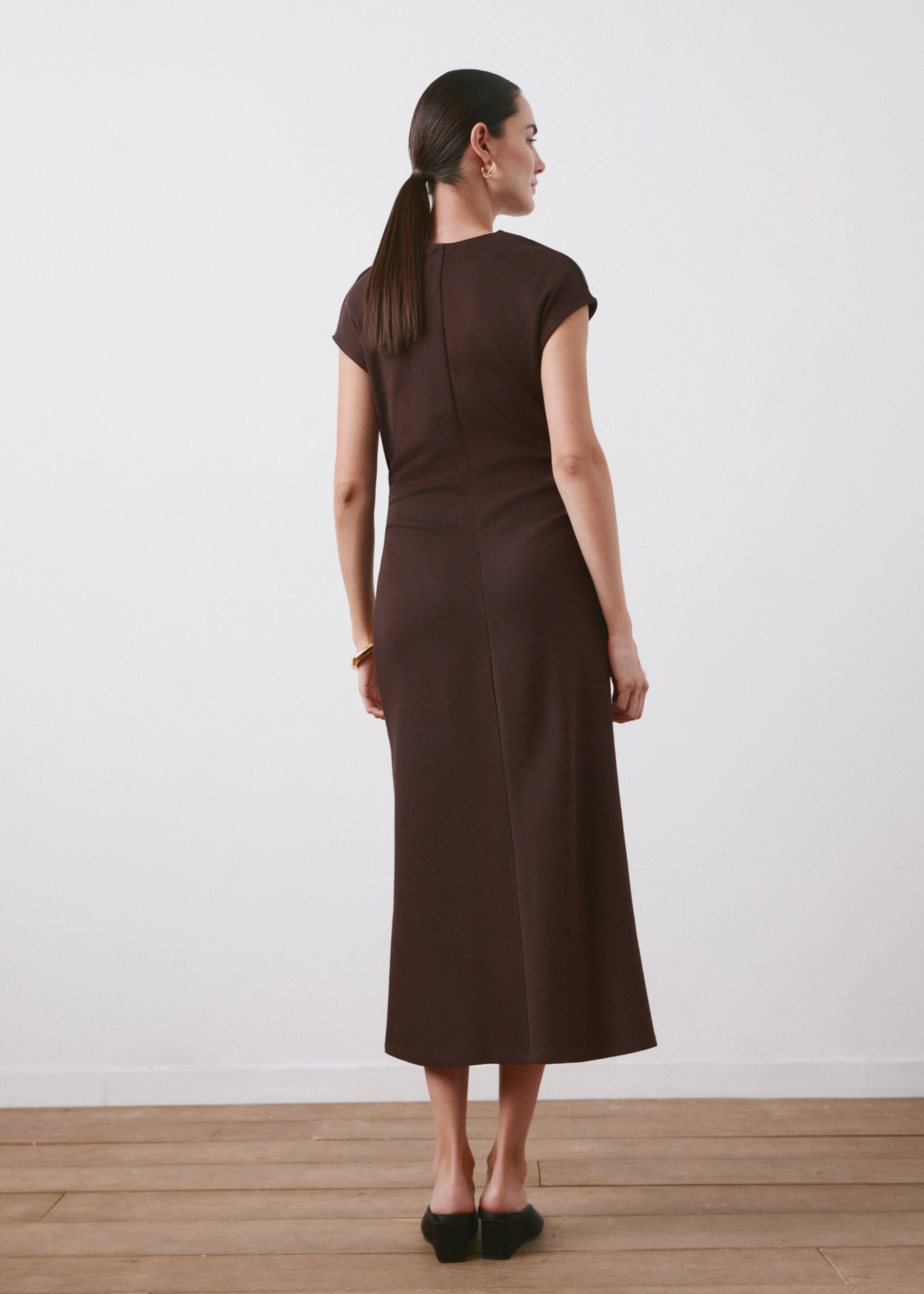 Cotton maternity dress - Reverse of the article, Brown. Ref: 27075829-00.