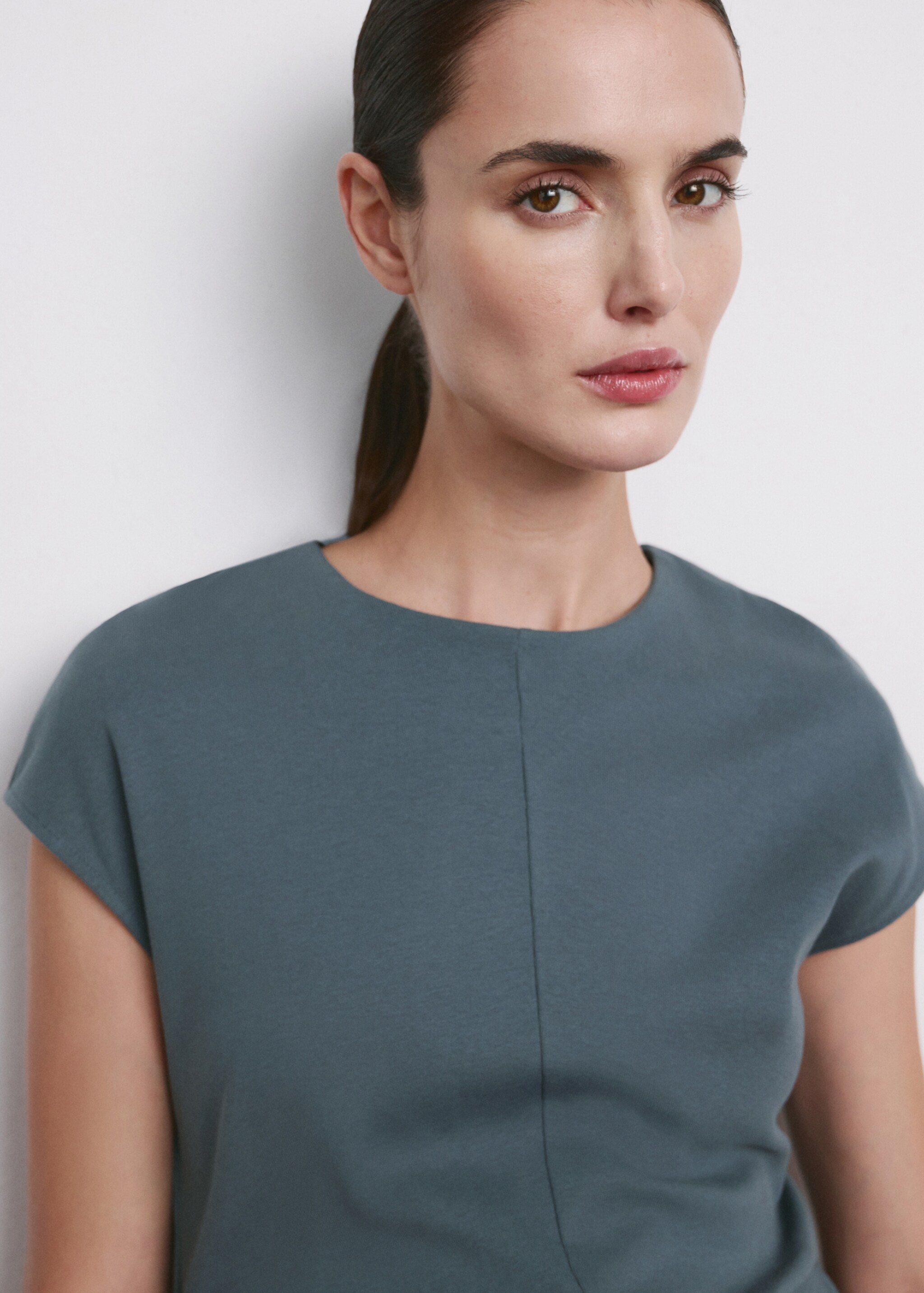 Cotton maternity dress - Details of the article 1, Blue. Ref: 27075829-00.