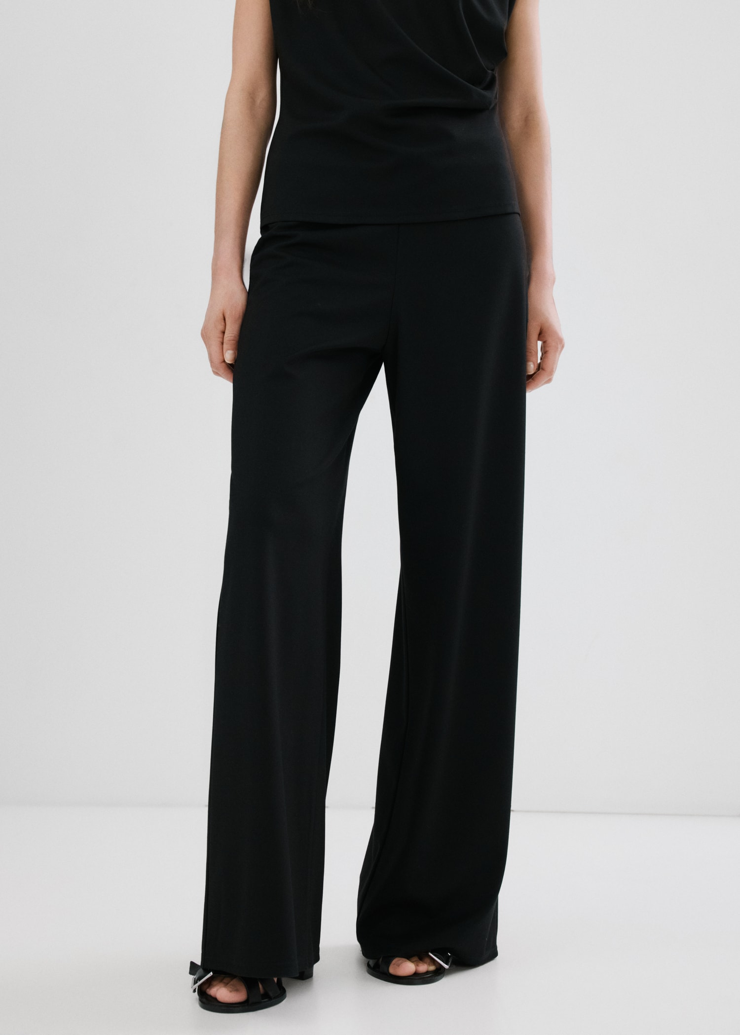 Straight-fit trousers with elastic waist - Medium plane