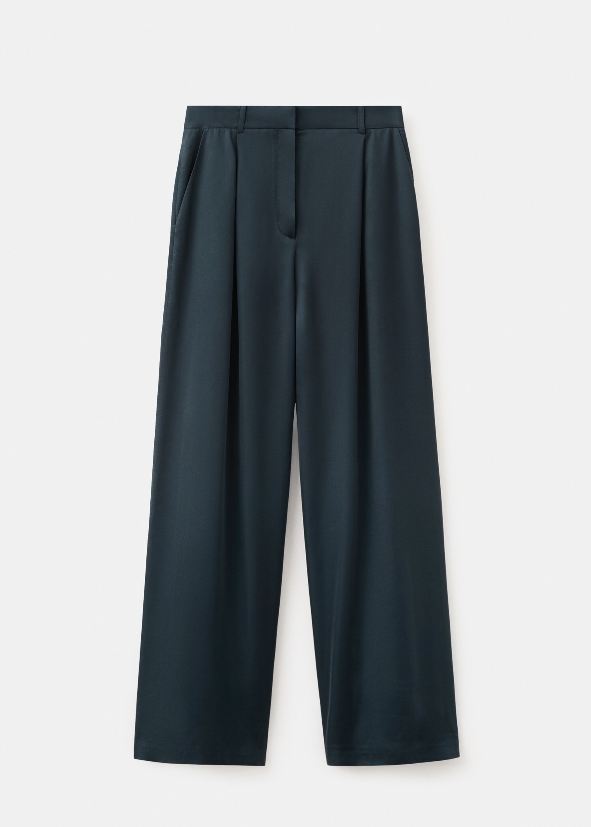 Satin straight-fit trousers - Article without model, Blue. Ref: 27075836-00.