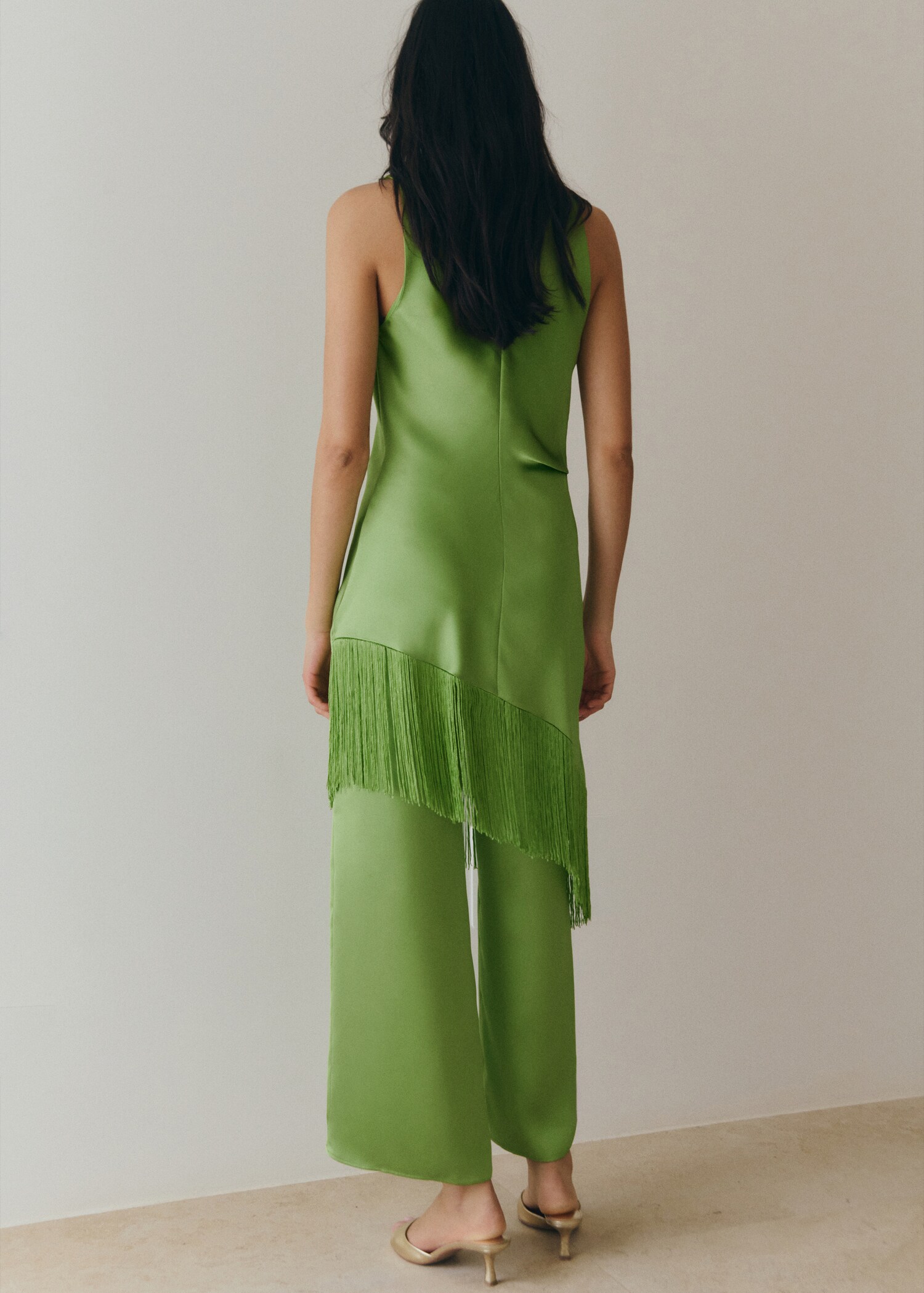 Satin straight-fit trousers - Reverse of the article