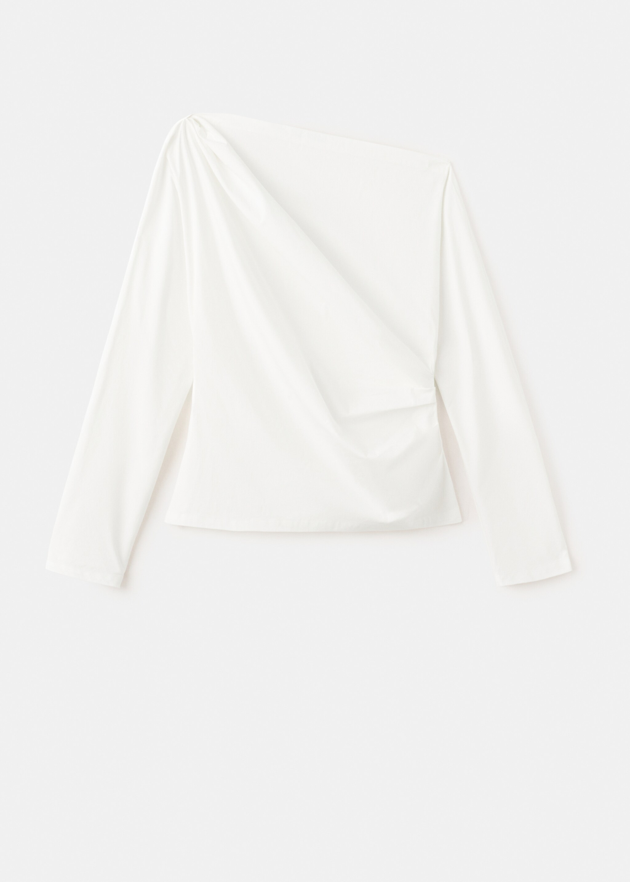 Chemisier coton col asymétrique - Article sans modèle, Blanc cassé. Ref: 27075843-00.