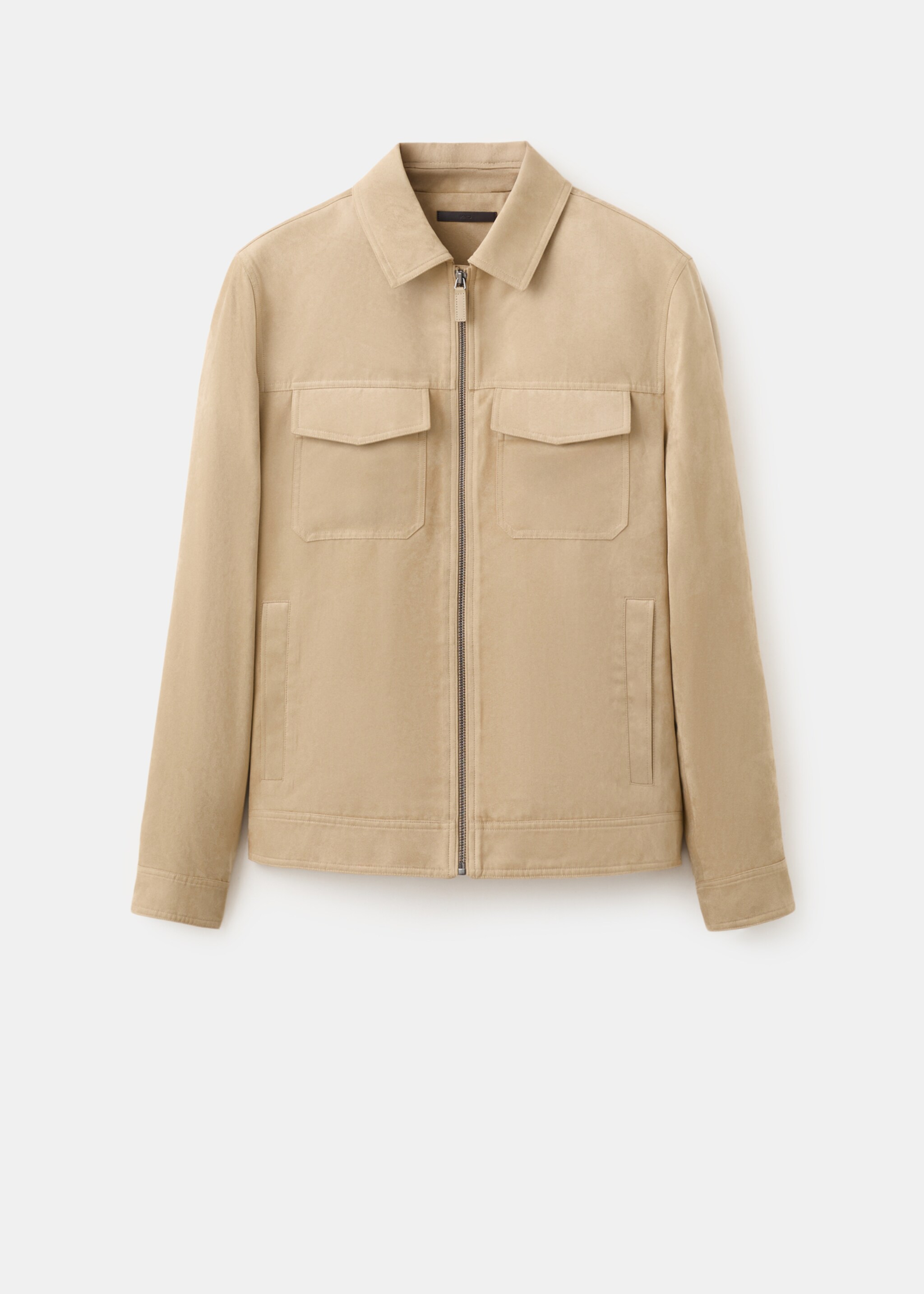 Suede-effect jacket with pockets - منتج دون نموذج, بيج. Ref: 27075927-00.