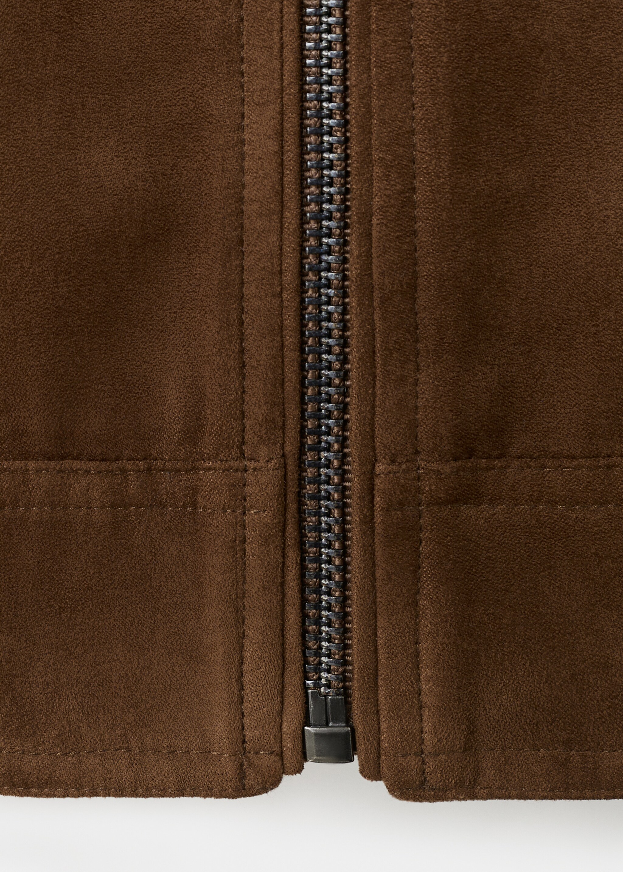 Suede-effect jacket with pockets - Details of the article 0, Cognac. Ref: 27075927-00.