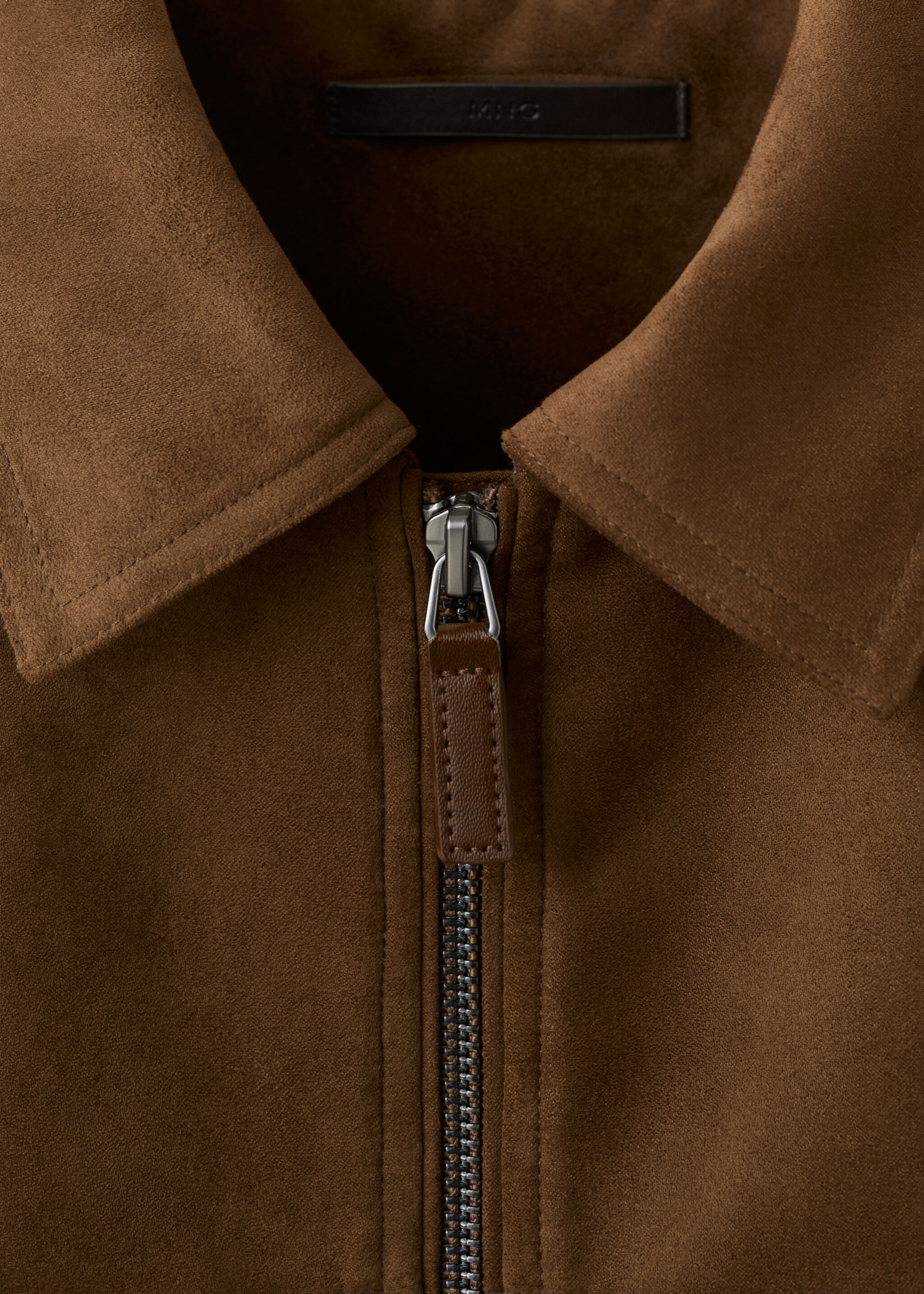Suede-effect jacket with pockets - Details of the article 8, Cognac. Ref: 27075927-00.