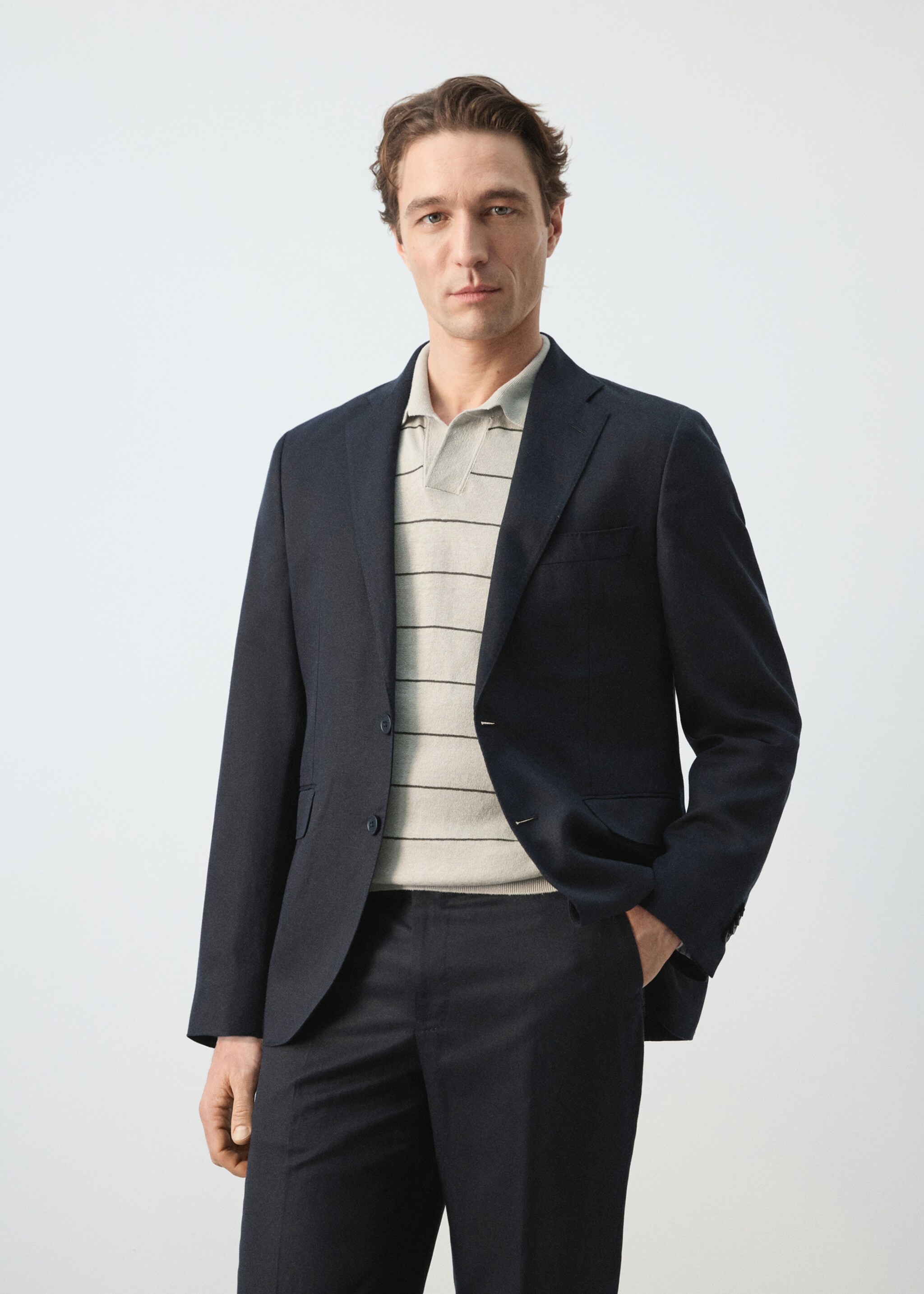 Amalfi slim fit suit jacket - Medium plane, Navy. Ref: 27075930-00.