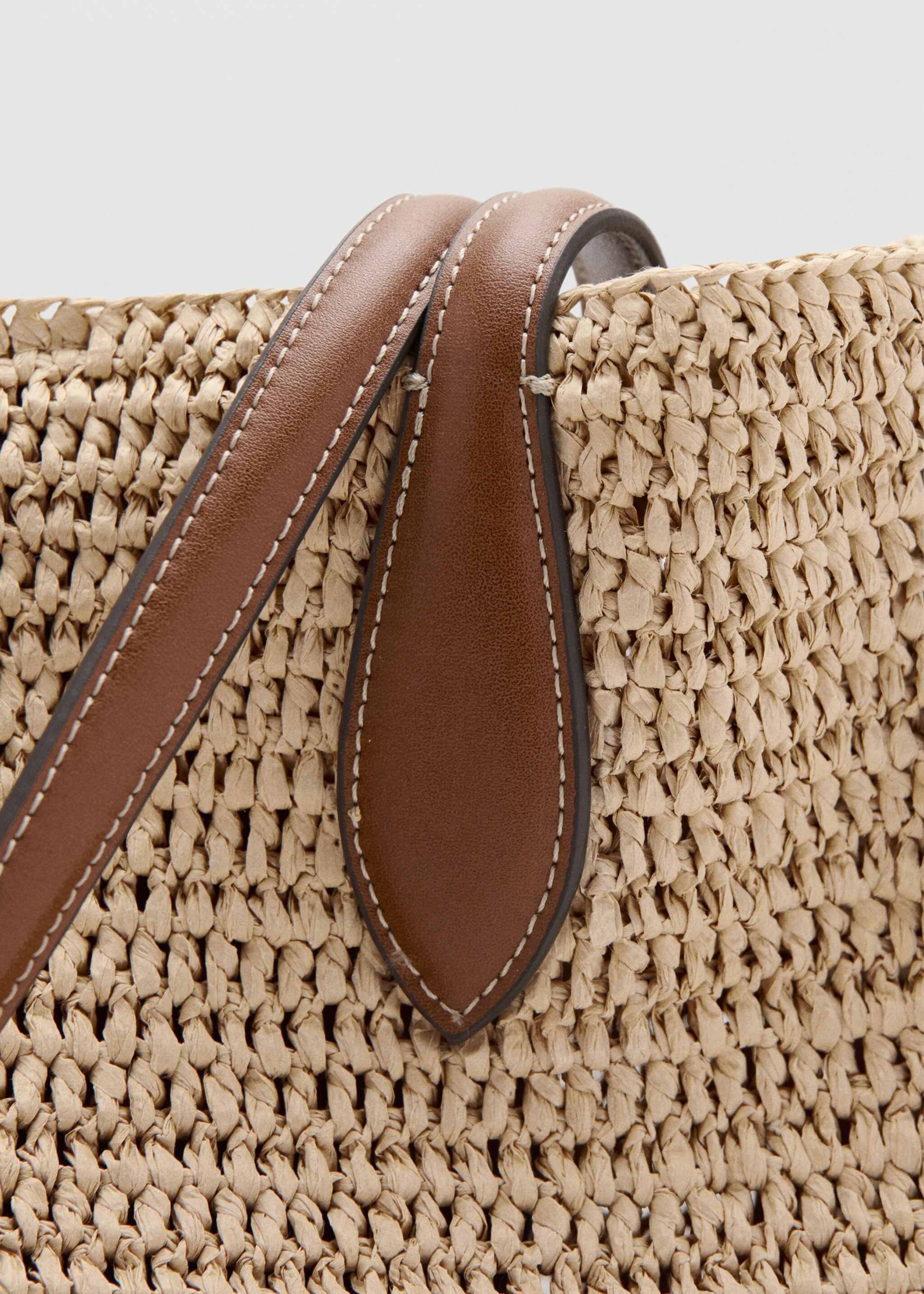 Natural fibre city bag - Details of the article 2, Leather. Ref: 27075936-00.
