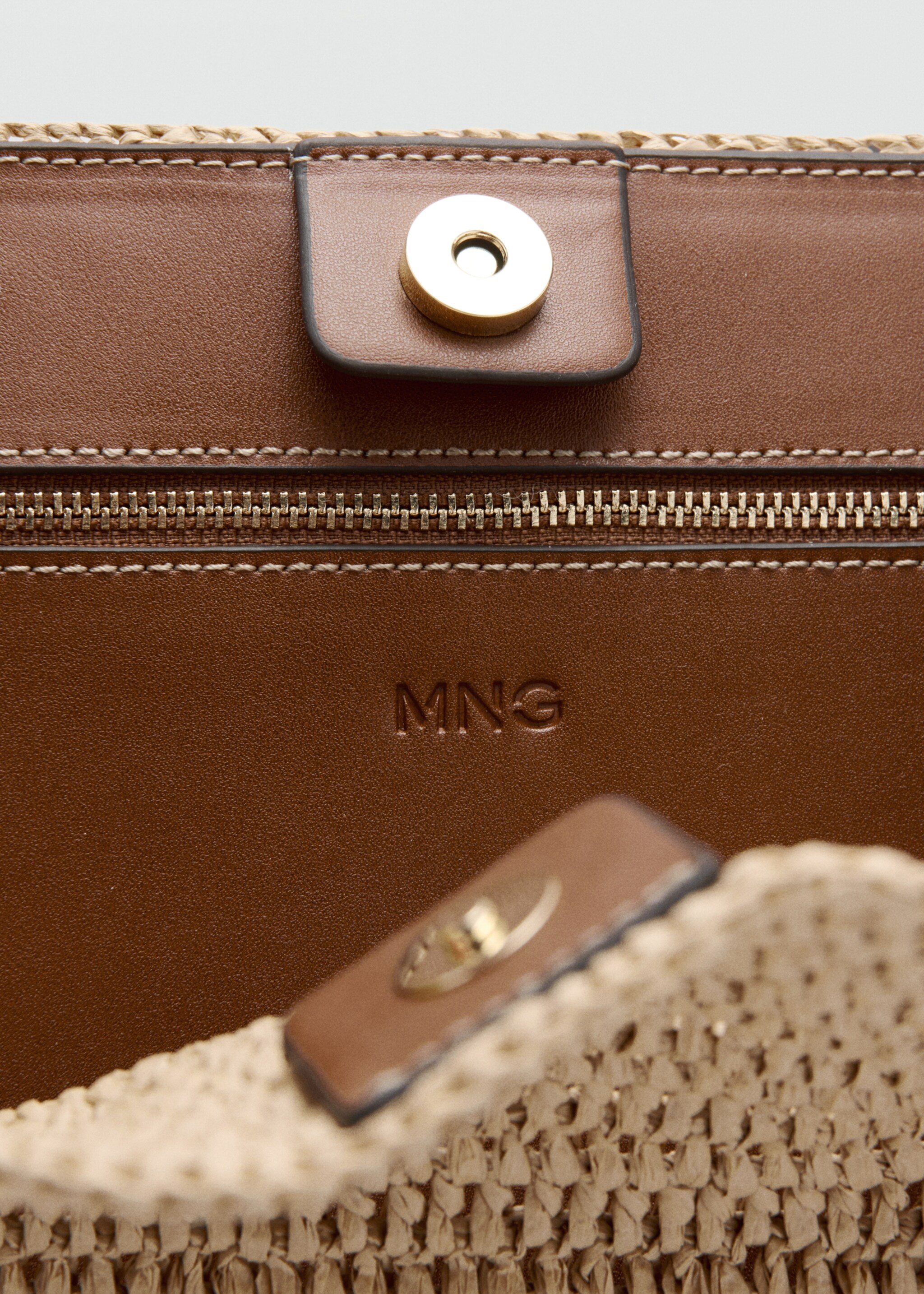 Natural fibre city bag - Details of the article 3, Leather. Ref: 27075936-00.