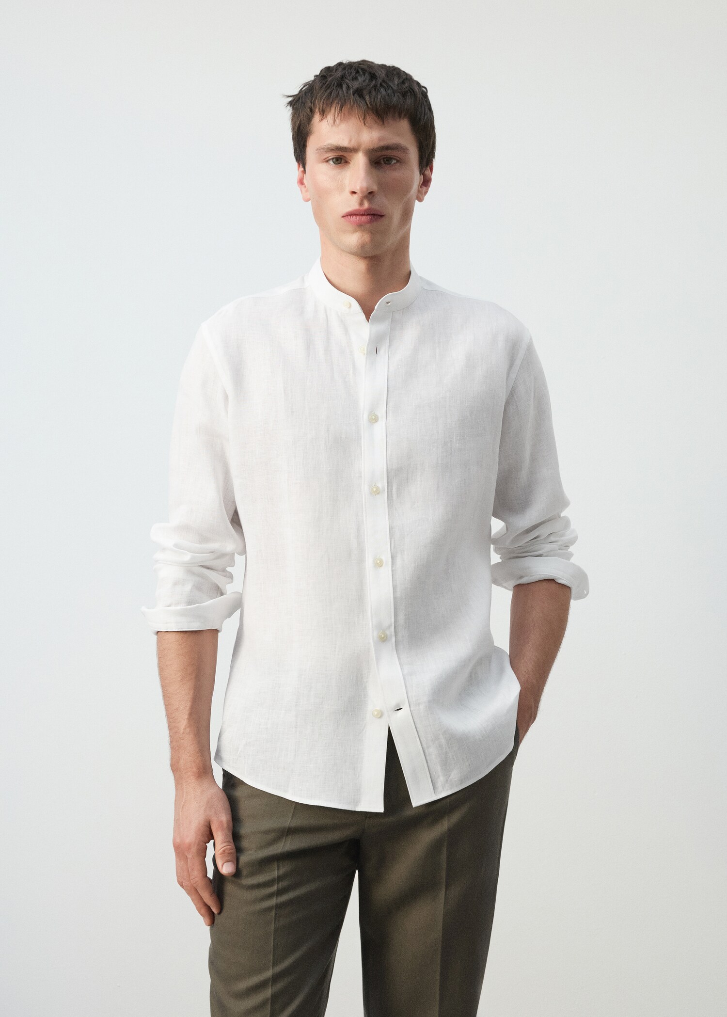100% linen Mao collar shirt - Medium plane