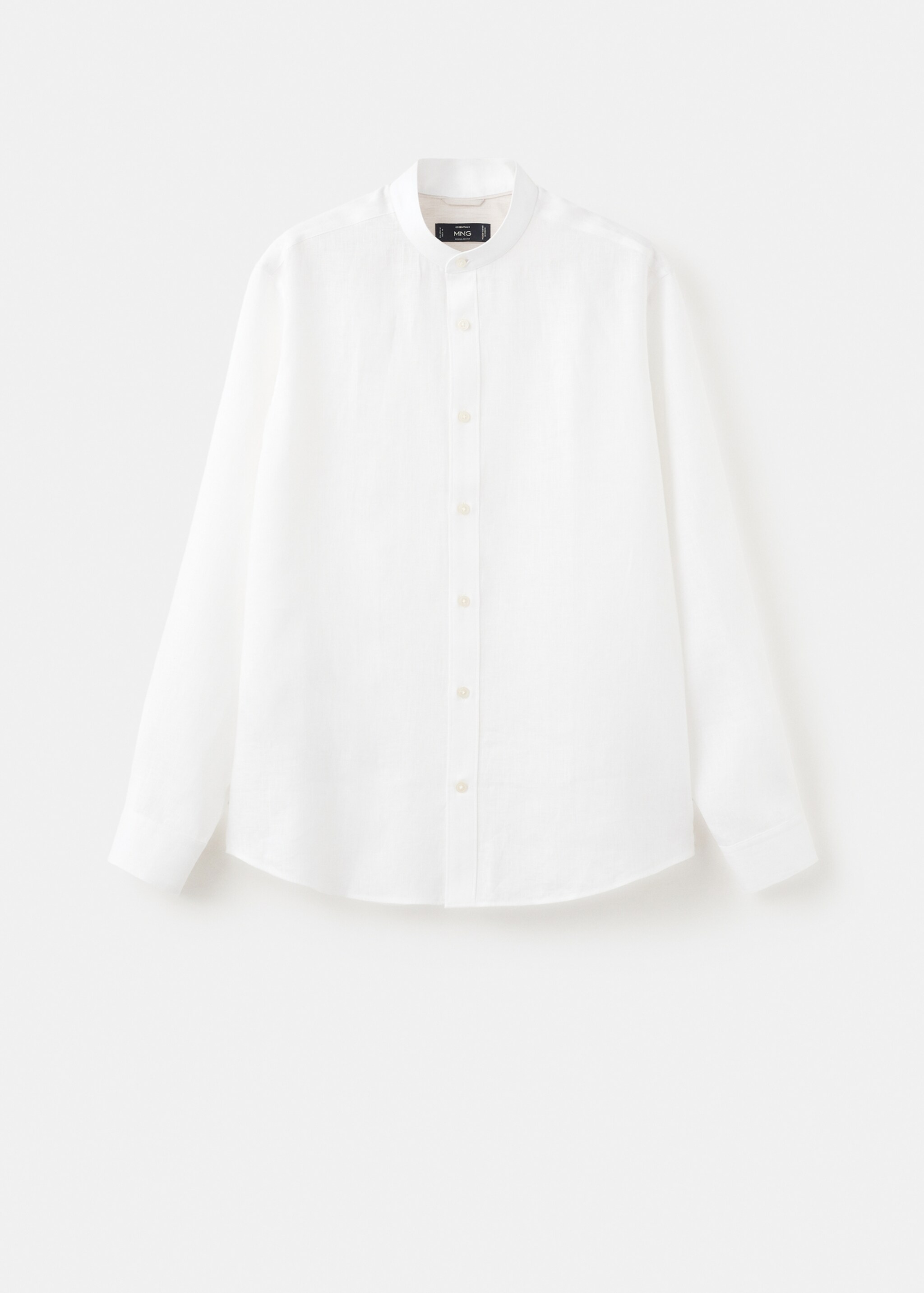 100% linen Mao collar shirt - Article without model, White. Ref: 27075937-00.