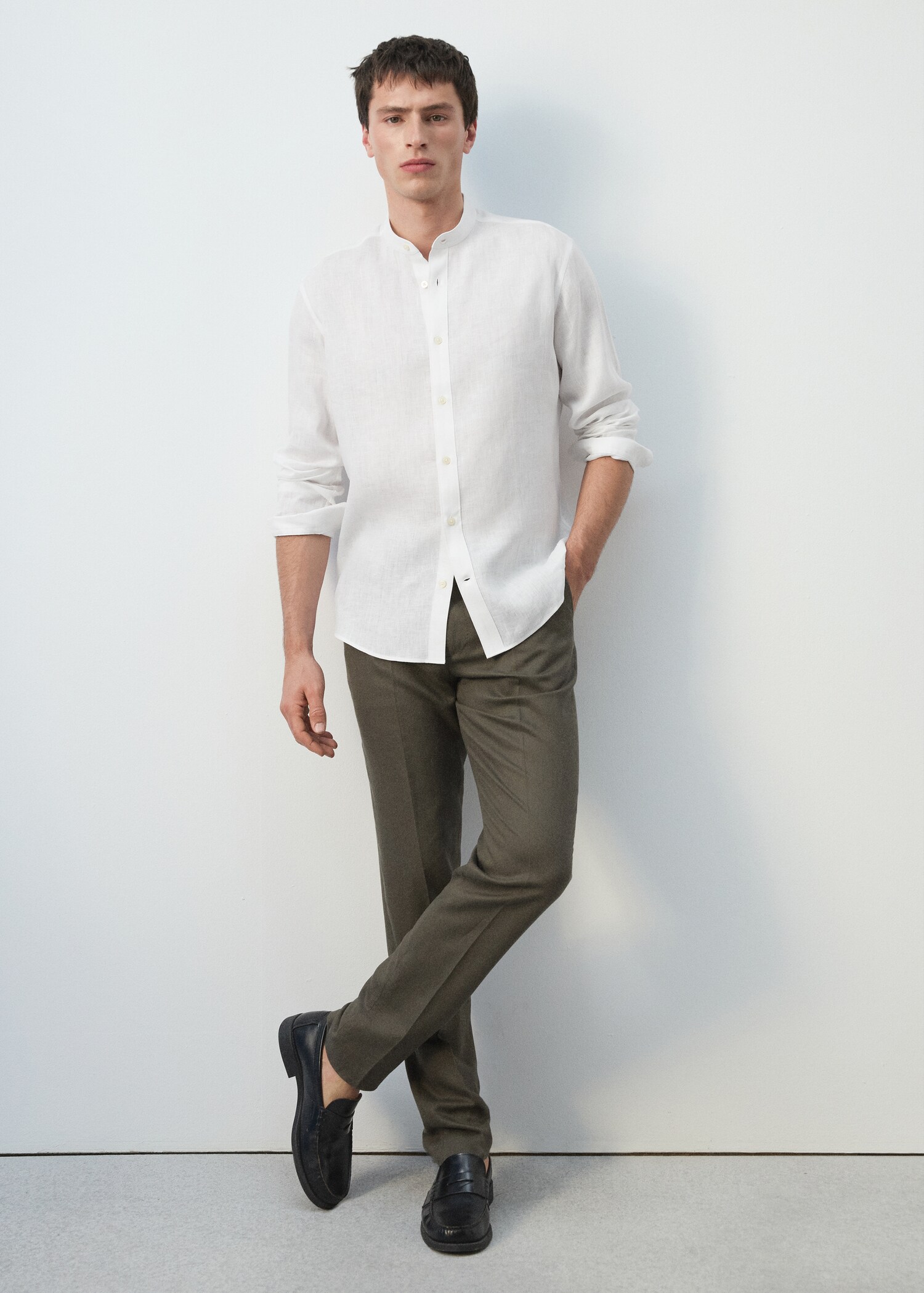 100% linen Mao collar shirt - Details of the article 6