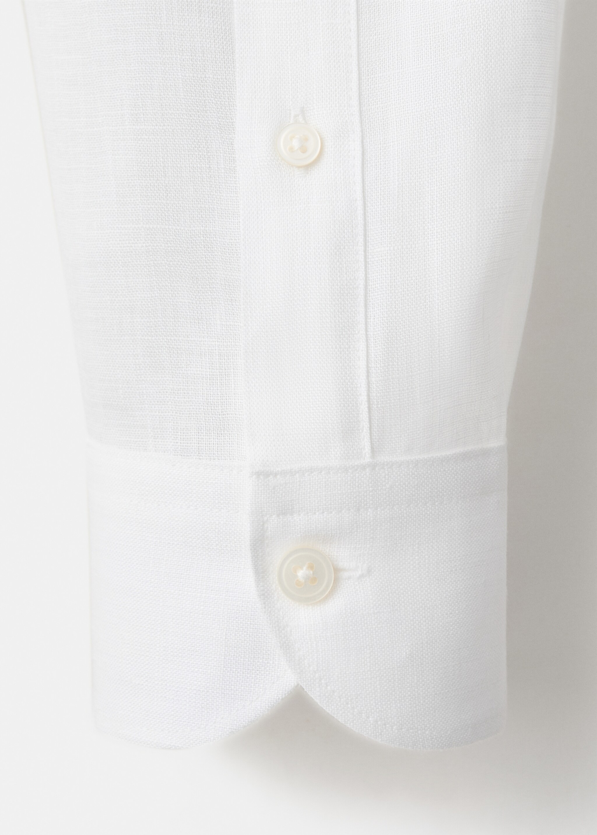 100% linen Mao collar shirt - Details of the article 8, White. Ref: 27075937-00.