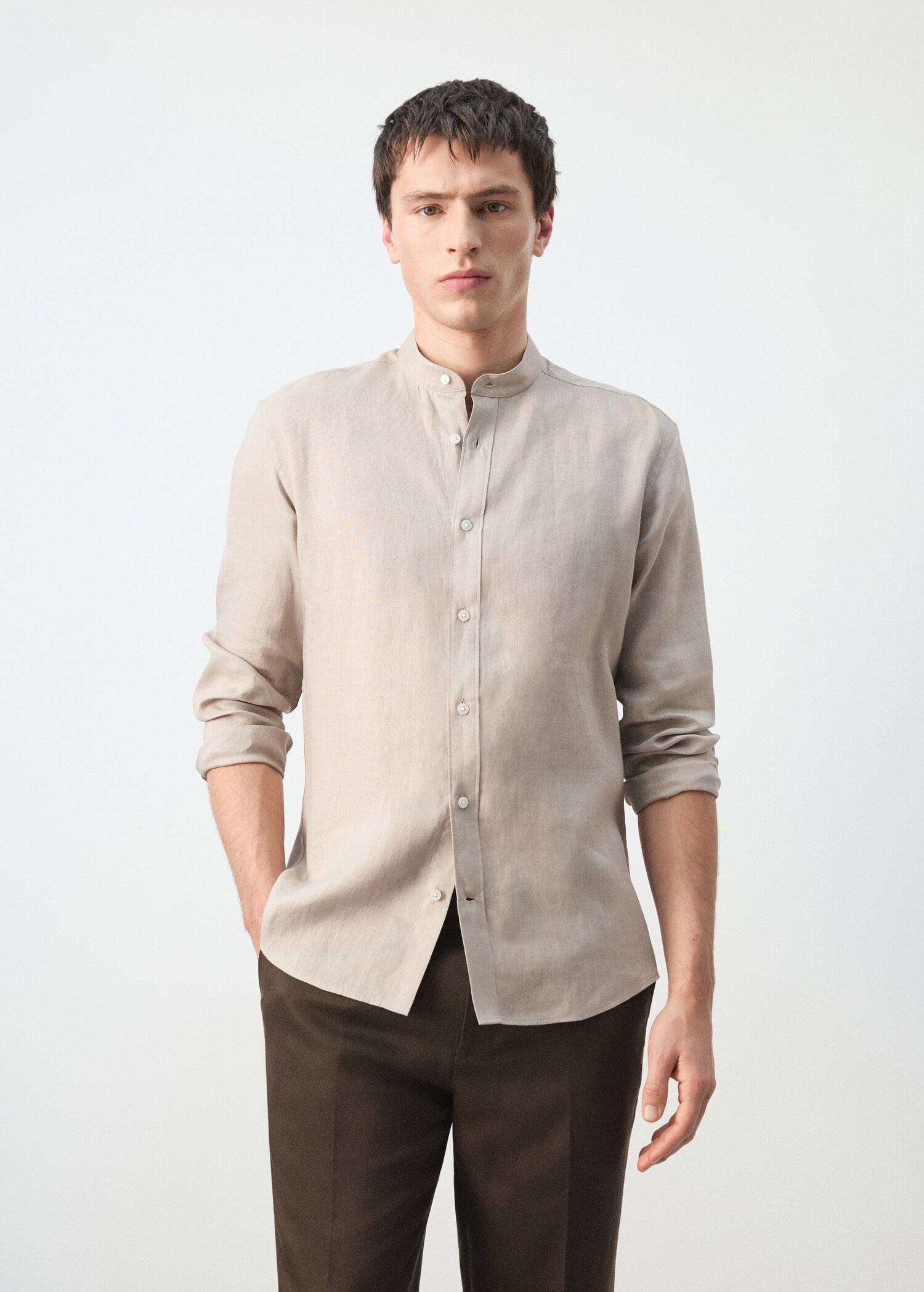 100% linen Mao collar shirt - Medium plane