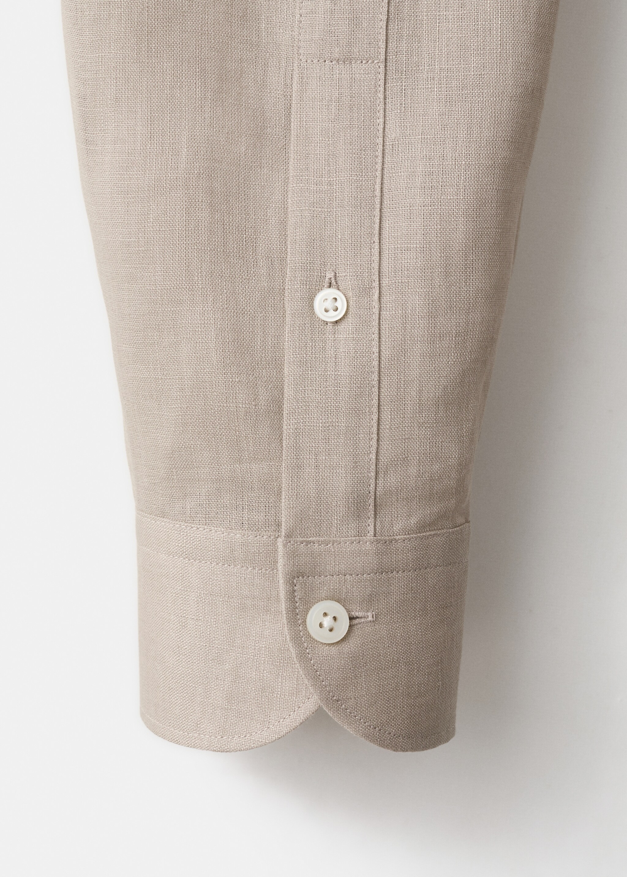 100% linen Mao collar shirt - Details of the article 0, Sand. Ref: 27075937-00.