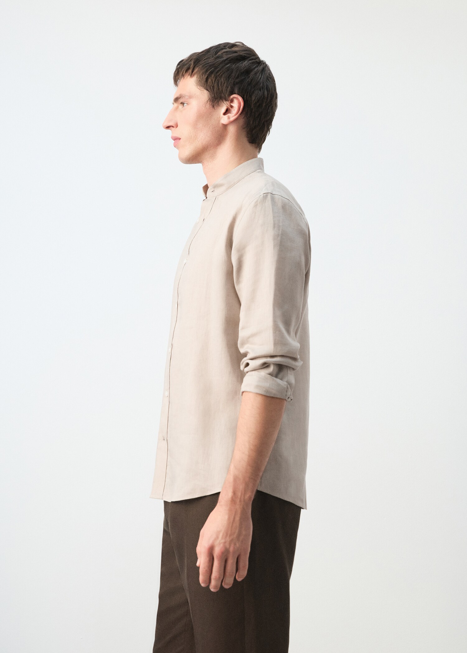 100% linen Mao collar shirt - Details of the article 2
