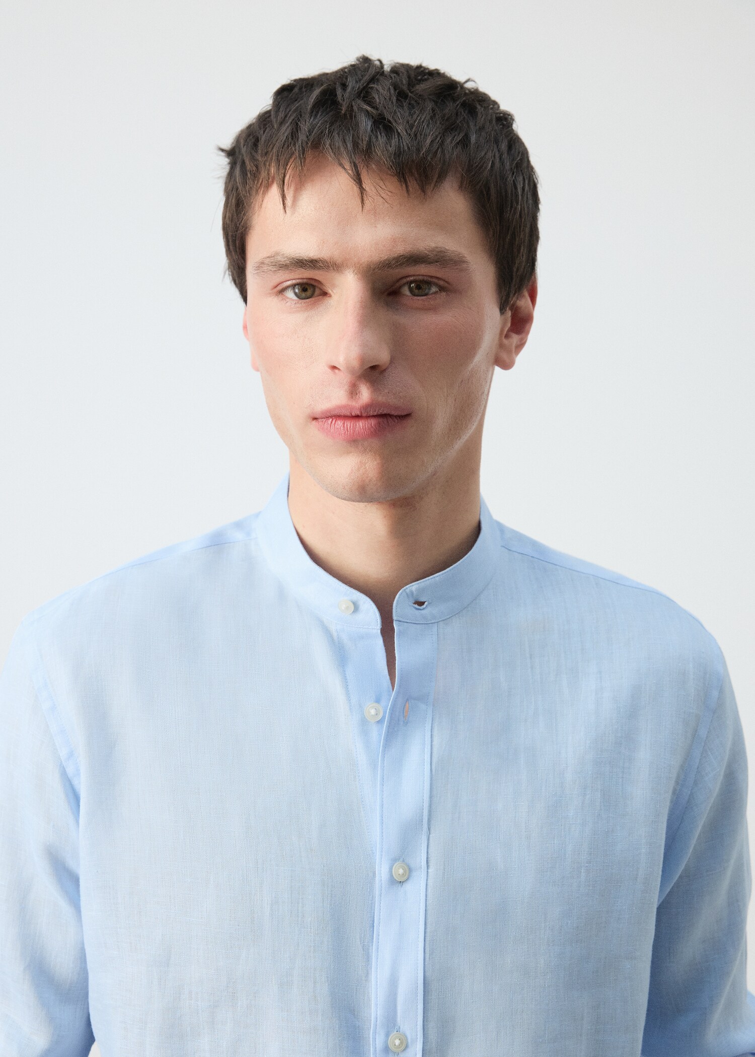 100% linen Mao collar shirt - Details of the article 1