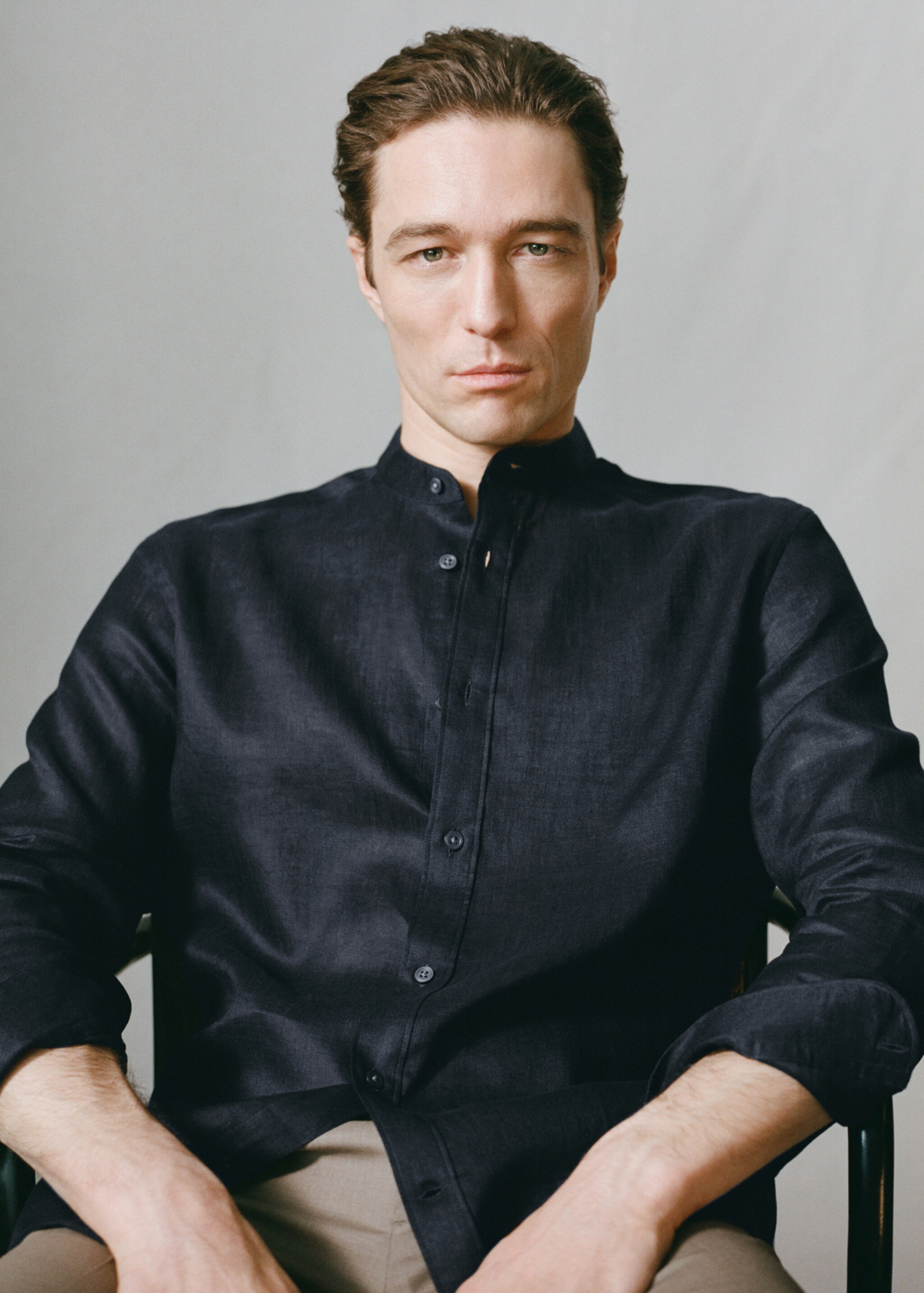 تي شيرت مؤكسد أحادي الأمين 100% من الكتان - تفاصيل المنتج 5, أزرق غامق. Ref: 27075937-00.