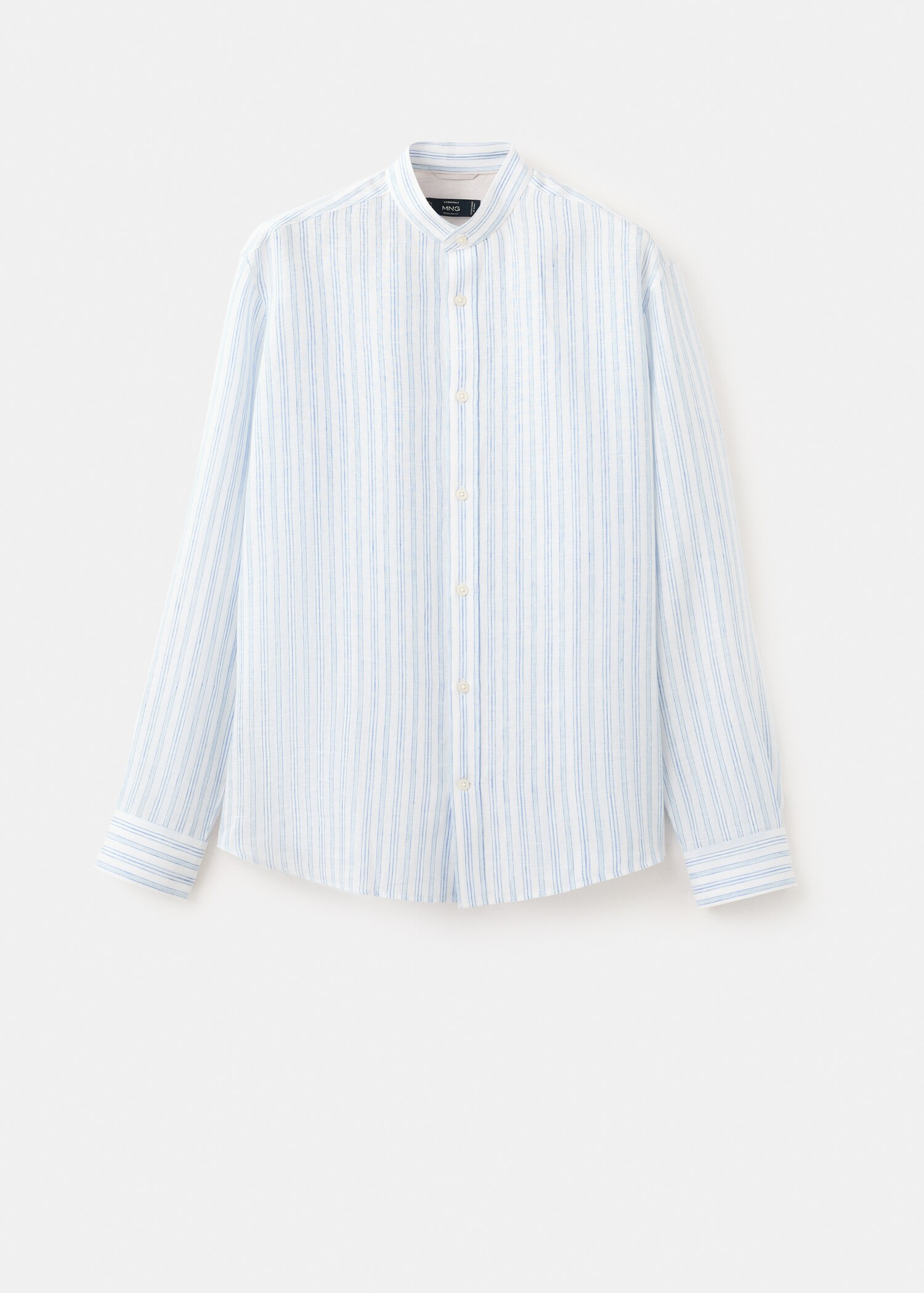 100% linen striped grandad collar shirt - Article without model