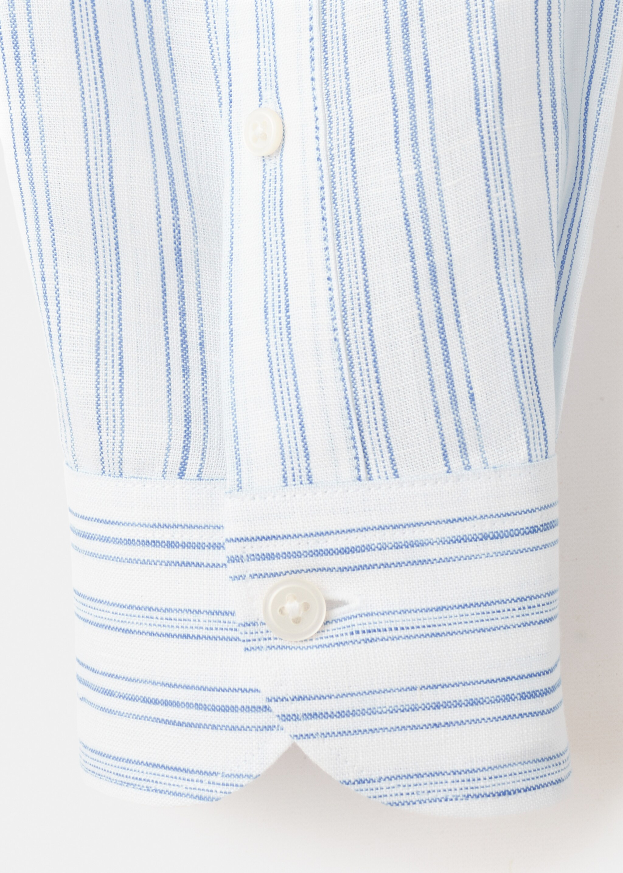 100% linen striped grandad collar shirt - Details of the article 0, Sky Blue. Ref: 27075938-00.