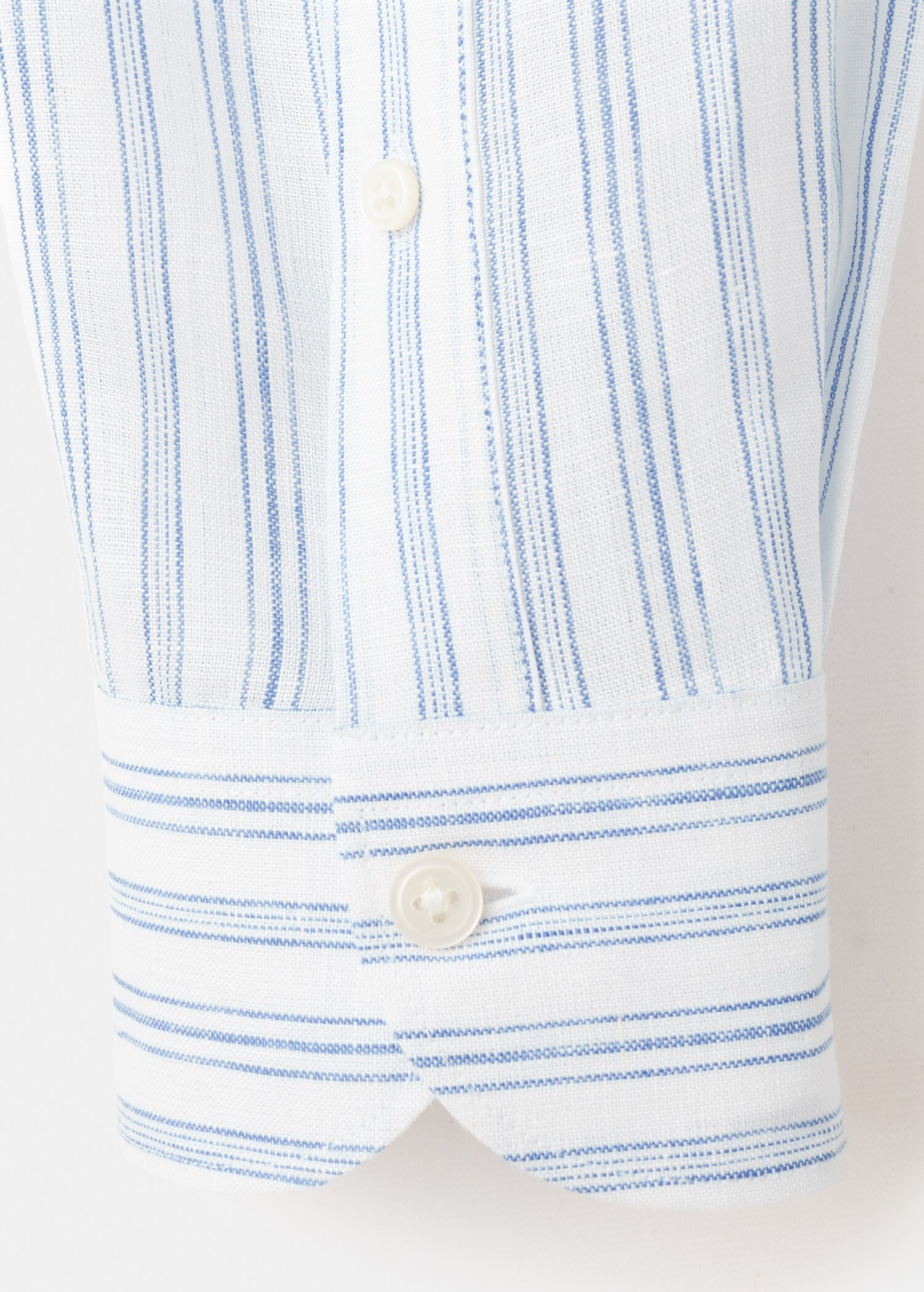 100% linen striped grandad collar shirt - Details of the article 0