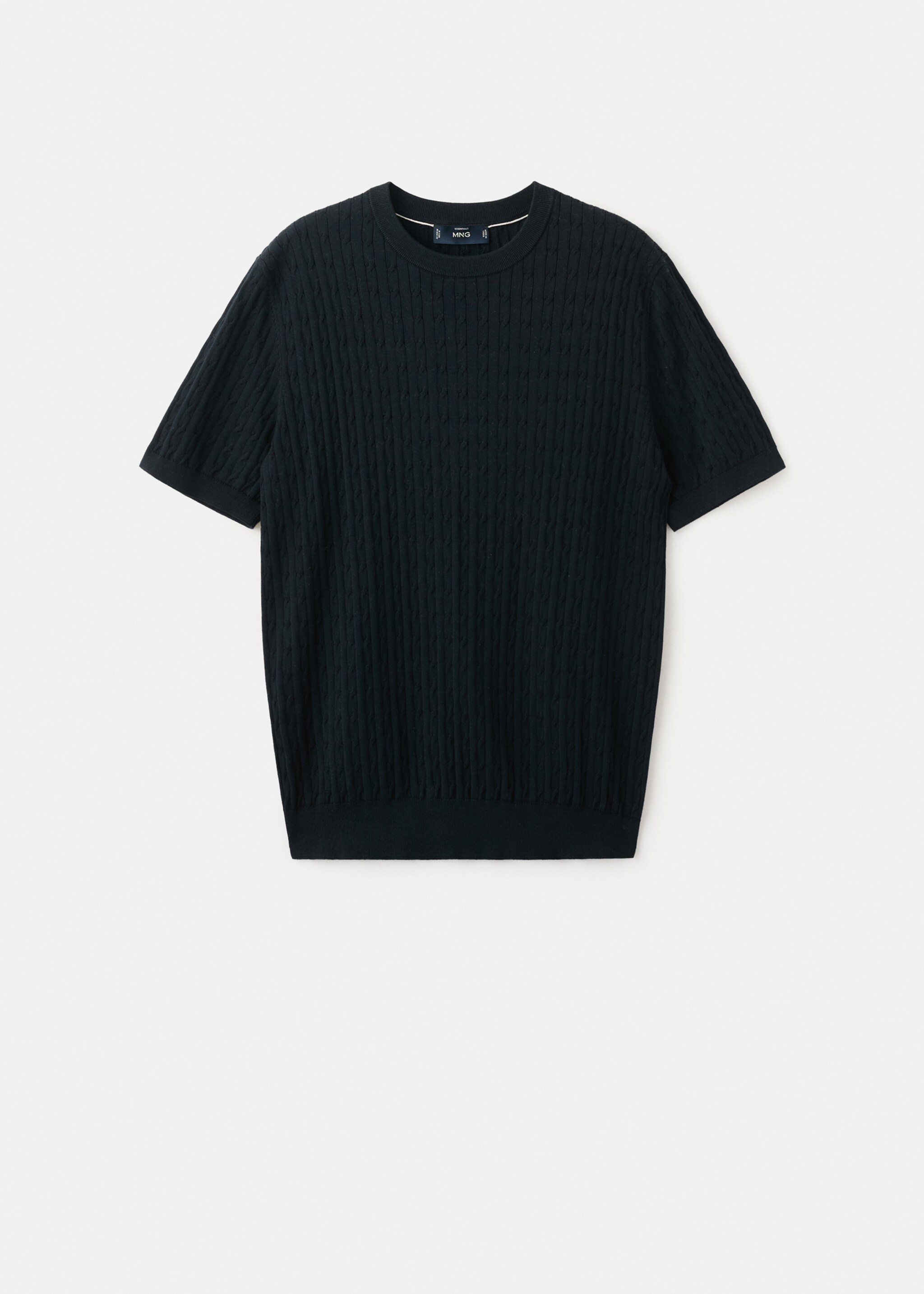 T-shirt maille torsadée 100 % coton - Article sans modèle, Bleu nuit. Ref: 27075939-00.