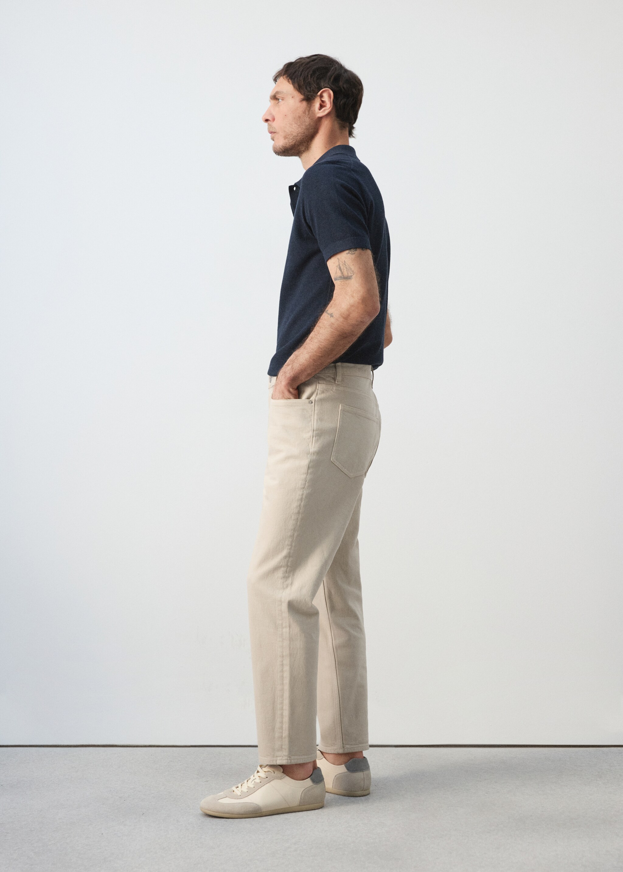 Ben cropped tapered-fit jeans - Details of the article 2, Sand. Ref: 27075940-00.