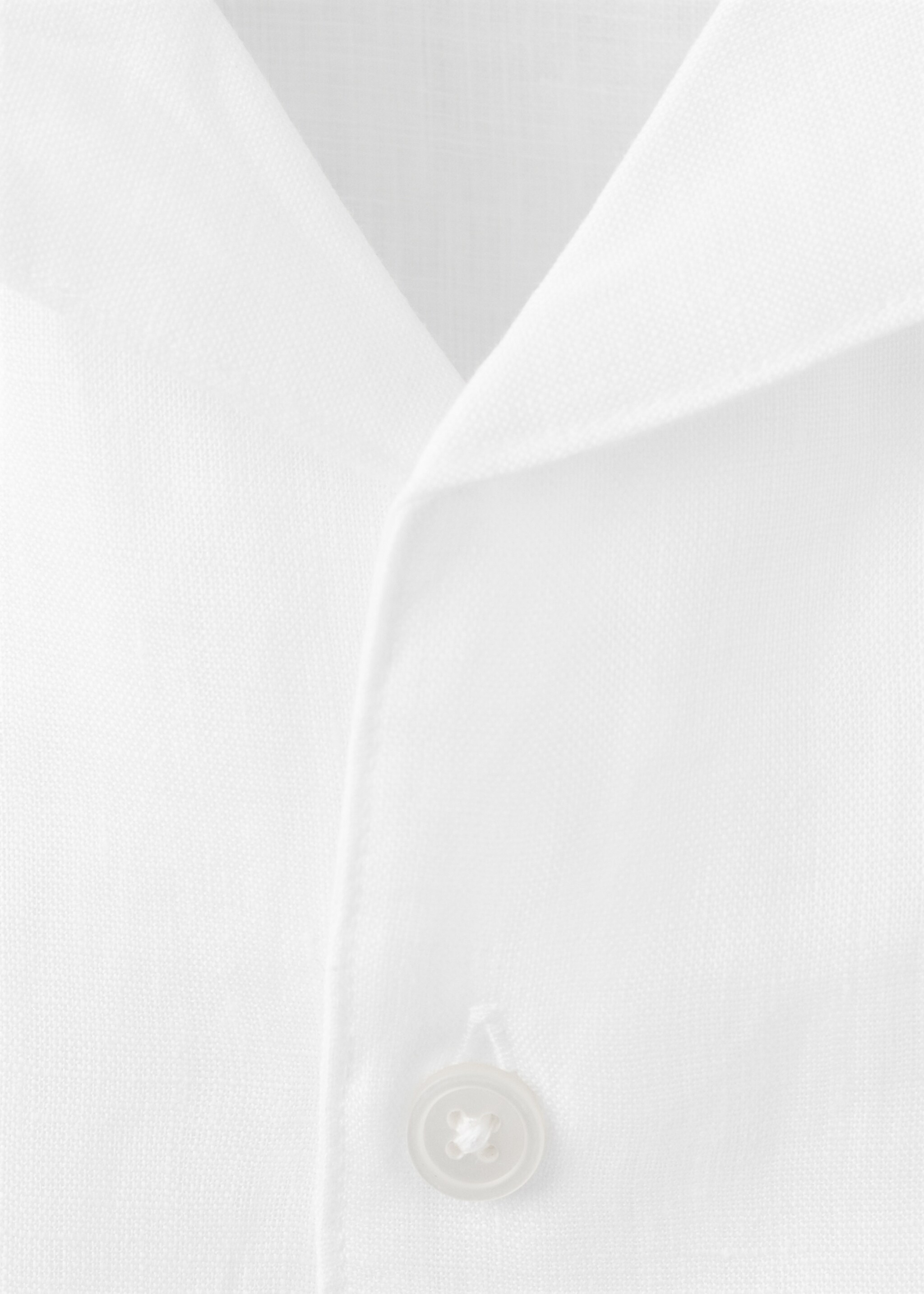 100% linen bowling-collar shirt - Details of the article 0, White. Ref: 27075948-00.
