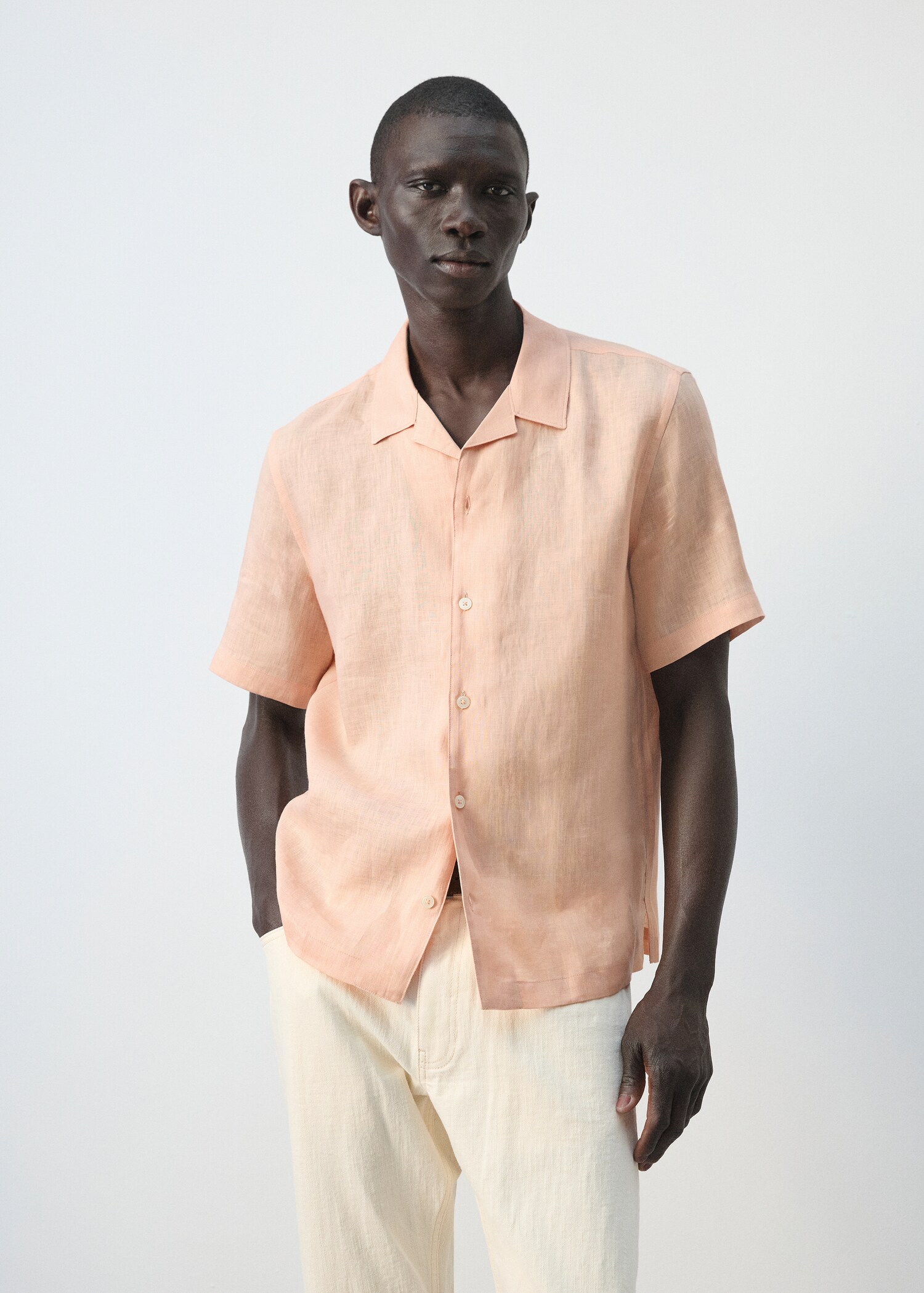 100% linen bowling-collar shirt - Medium plane