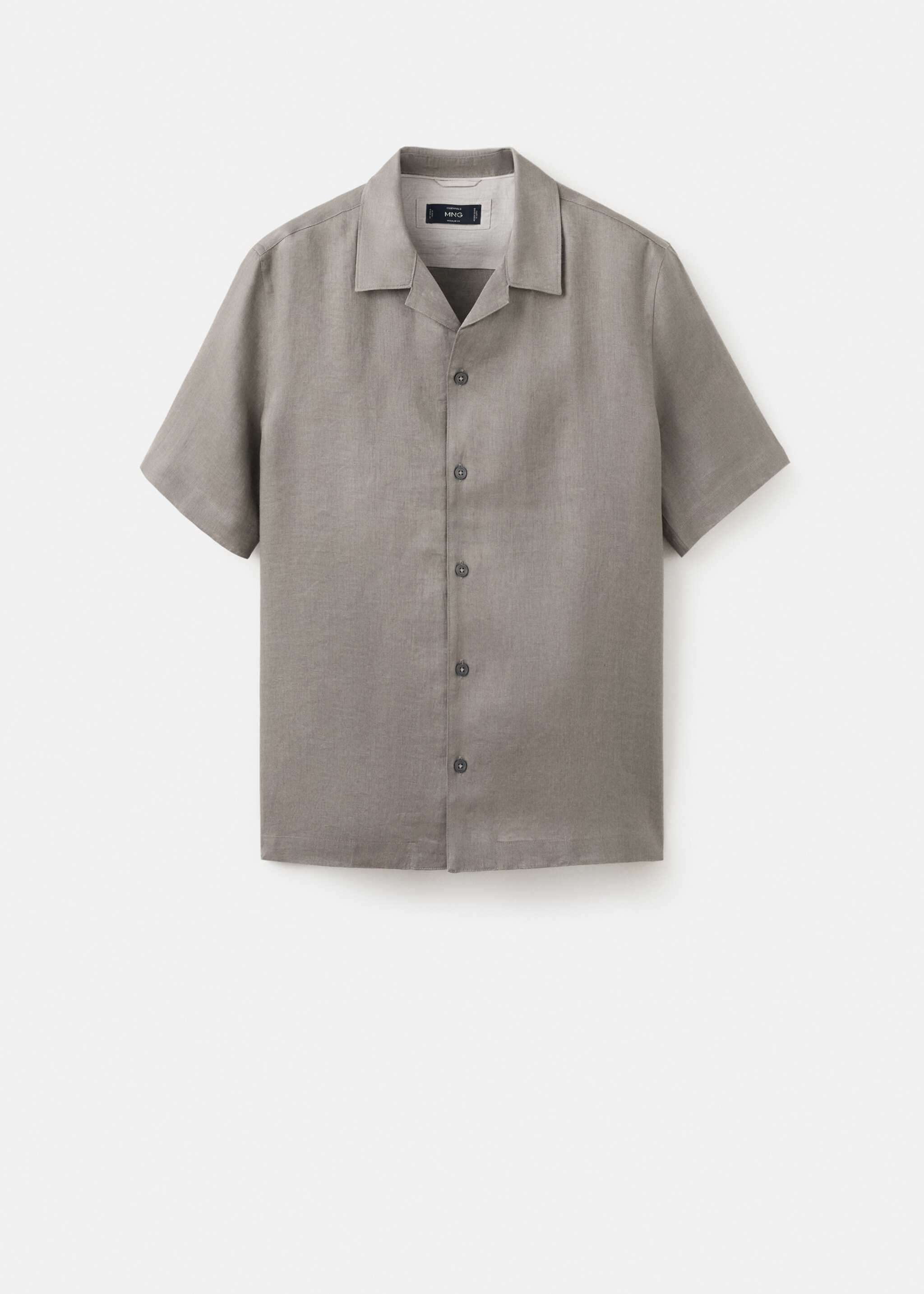 100% linen bowling-collar shirt - Article without model, Medium Brown. Ref: 27075948-00.