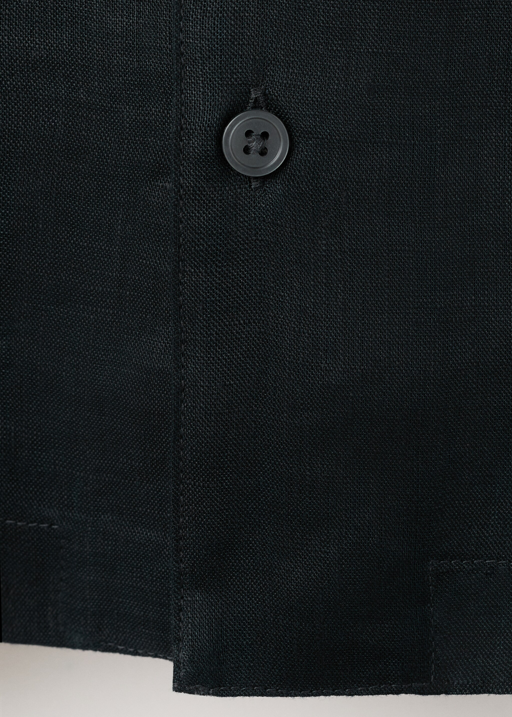 100% linen bowling-collar shirt - Details of the article 0, Navy. Ref: 27075948-00.