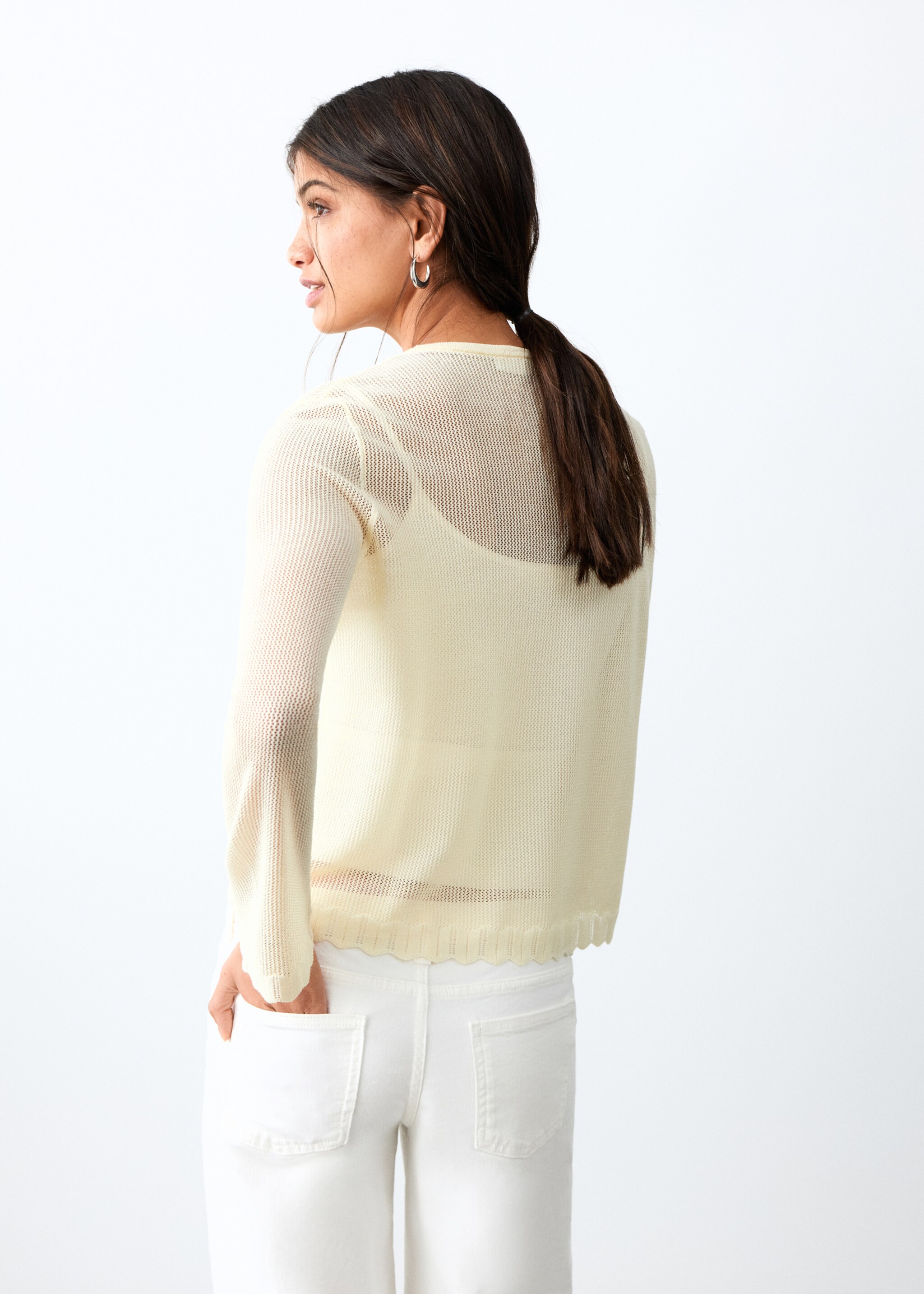 Openwork knit sweater - Reverse of the article, Yellow. Ref: 27075955-00.