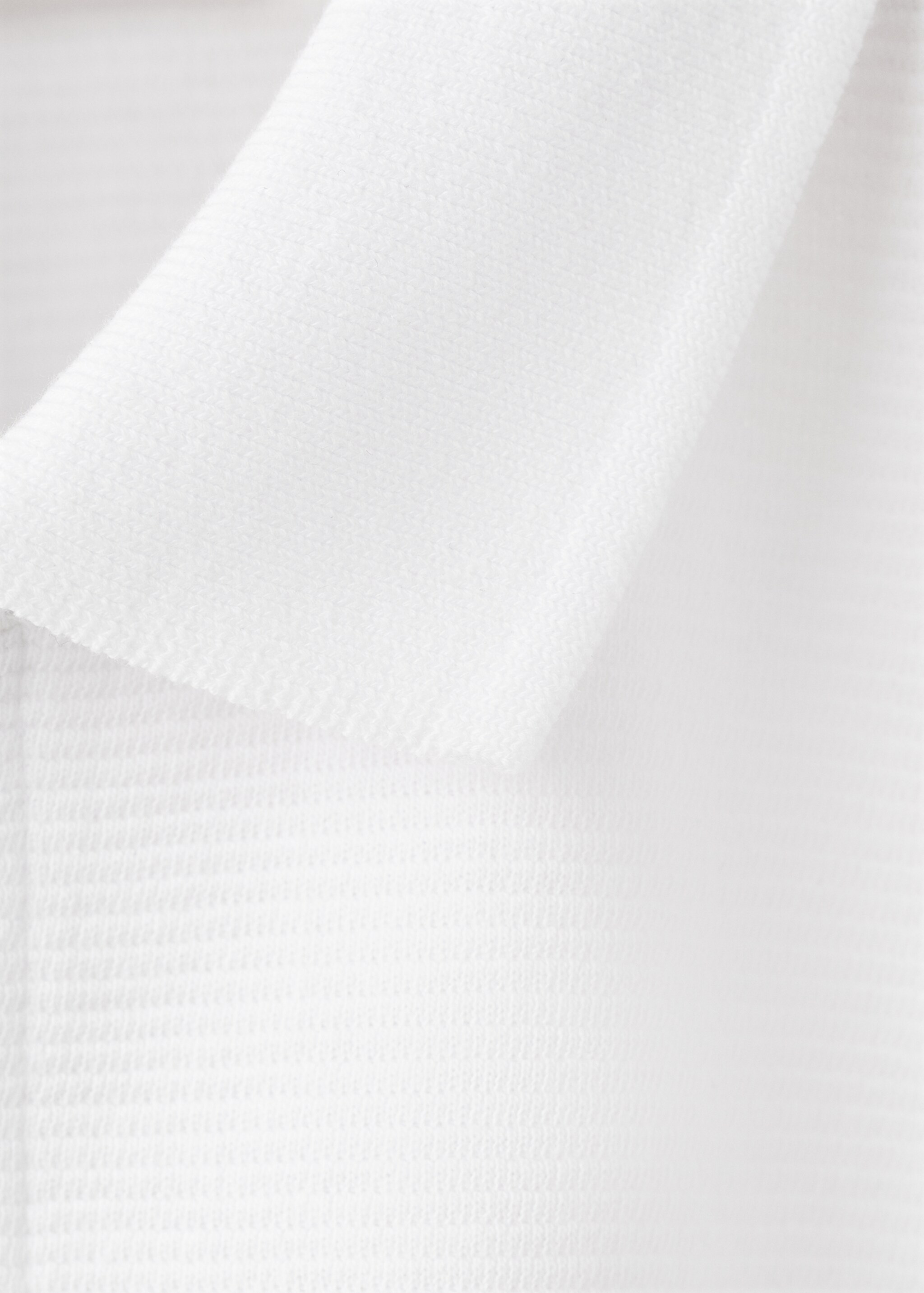 Ribbed cotton polo shirt - Details of the article 8, White. Ref: 27075961-00.