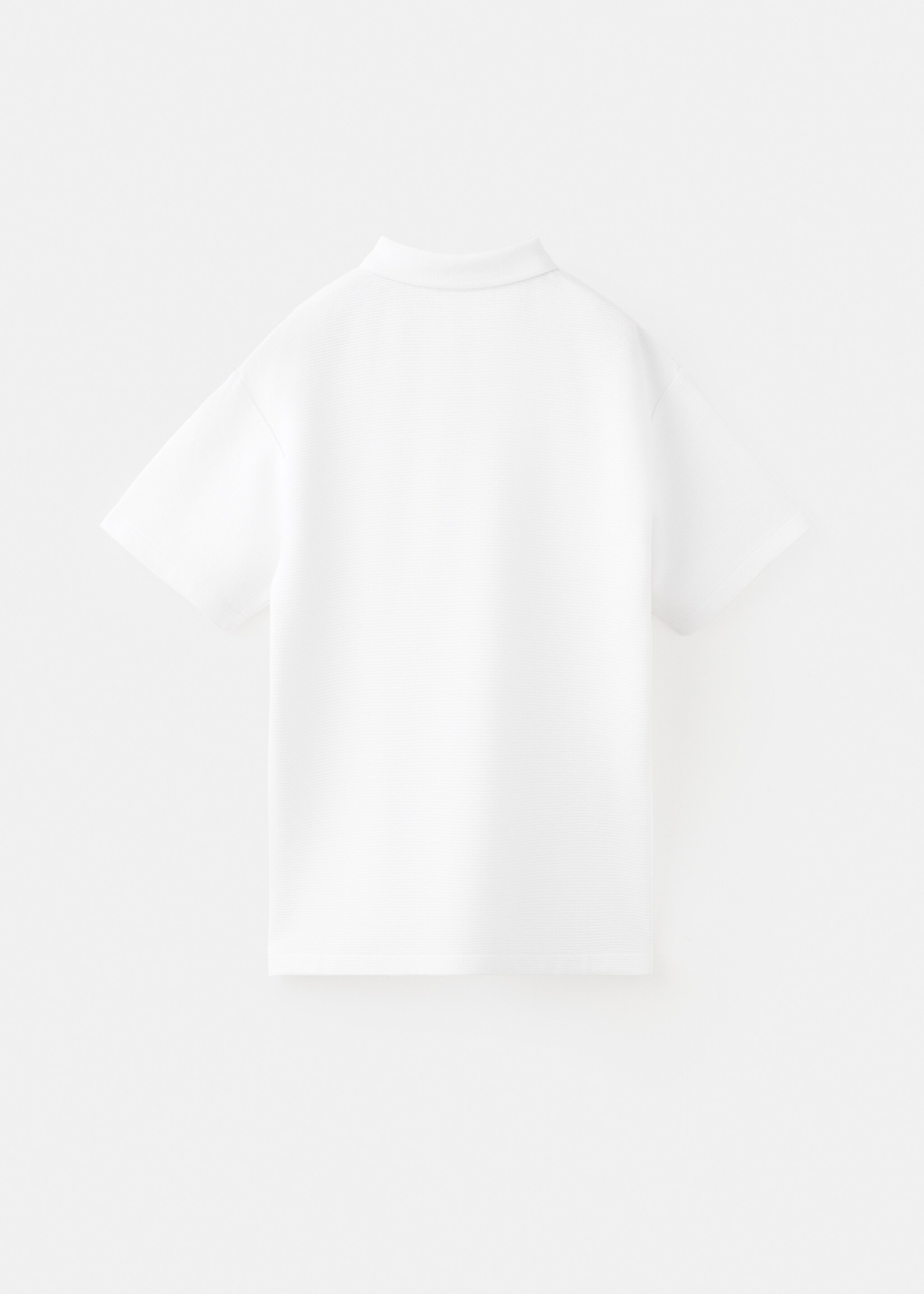 Ribbed cotton polo shirt - Reverse of the article, White. Ref: 27075961-00.