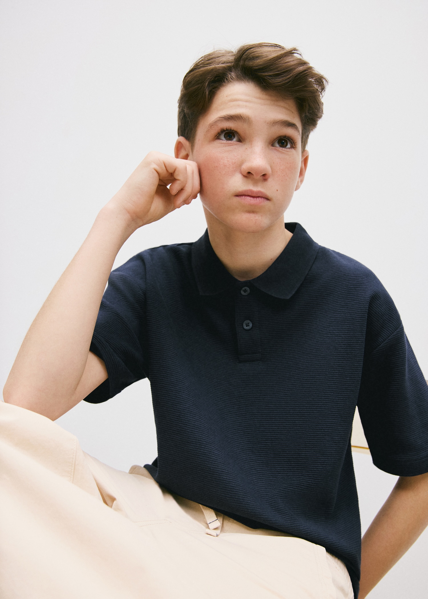 Ribbed cotton polo shirt - Medium plane