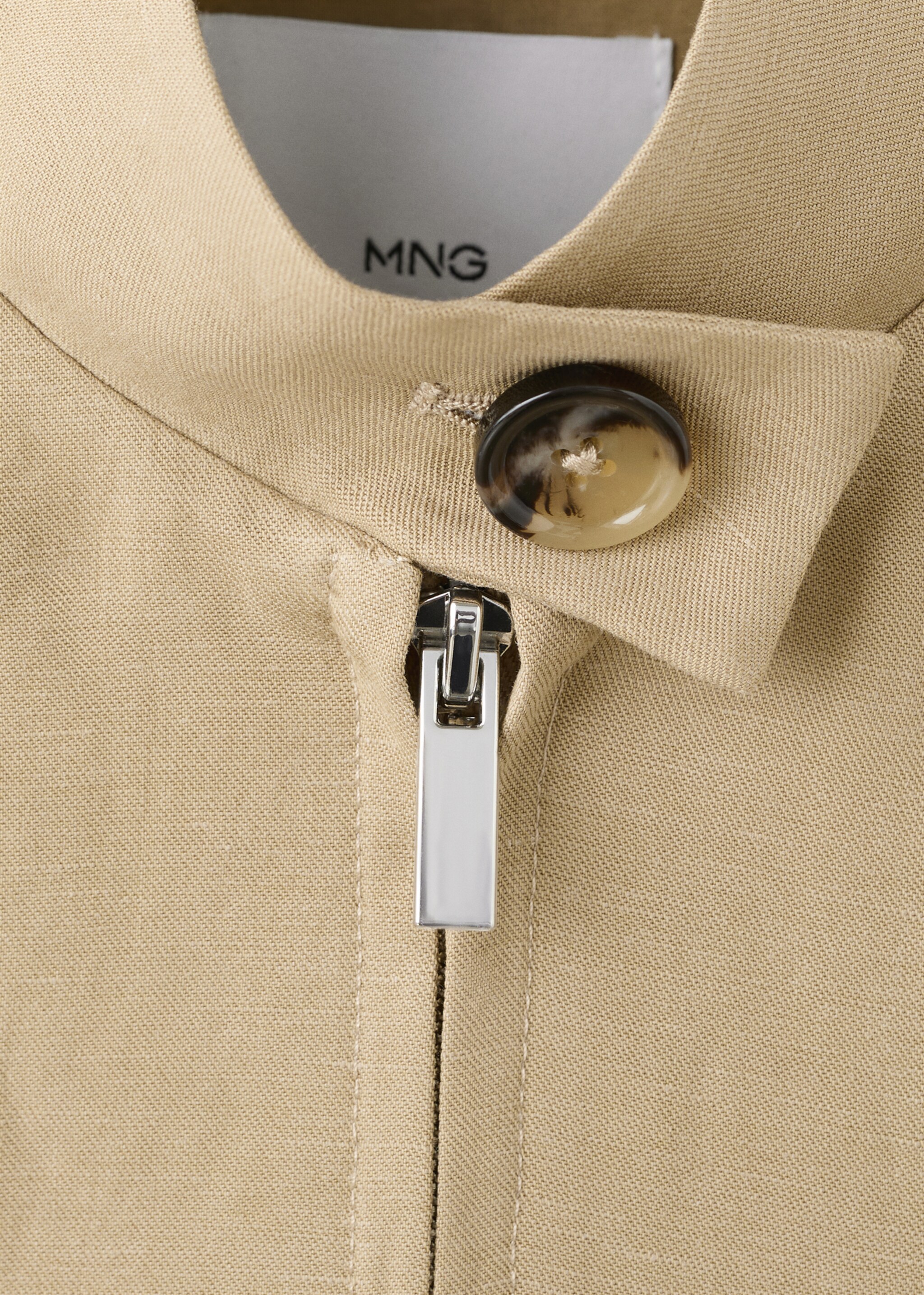 Veste lin col officier - Détail de l'article 8, Beige. Ref: 27075962-00.