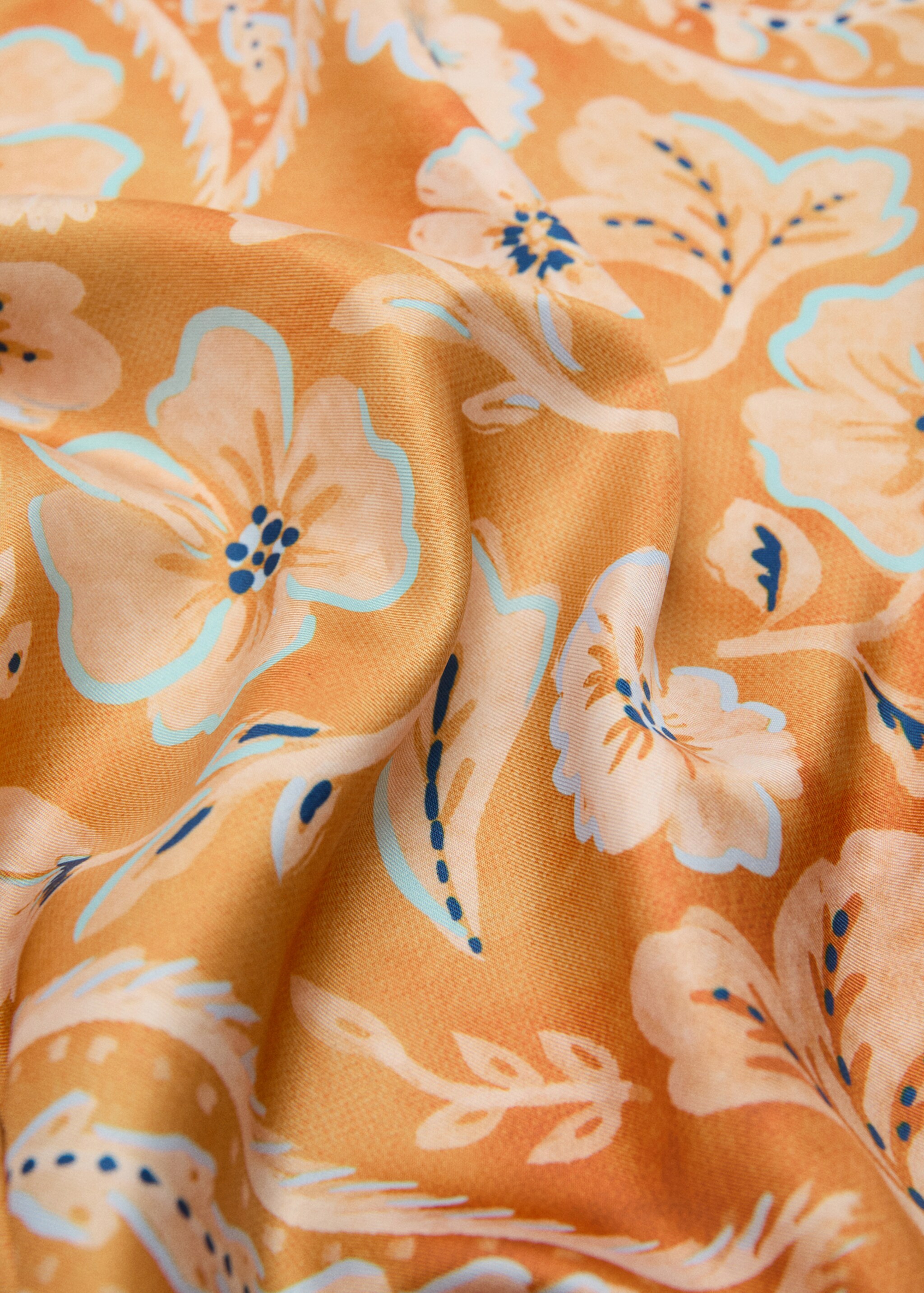 Floral print scarf - Medium plane, Orange. Ref: 27075966-00.
