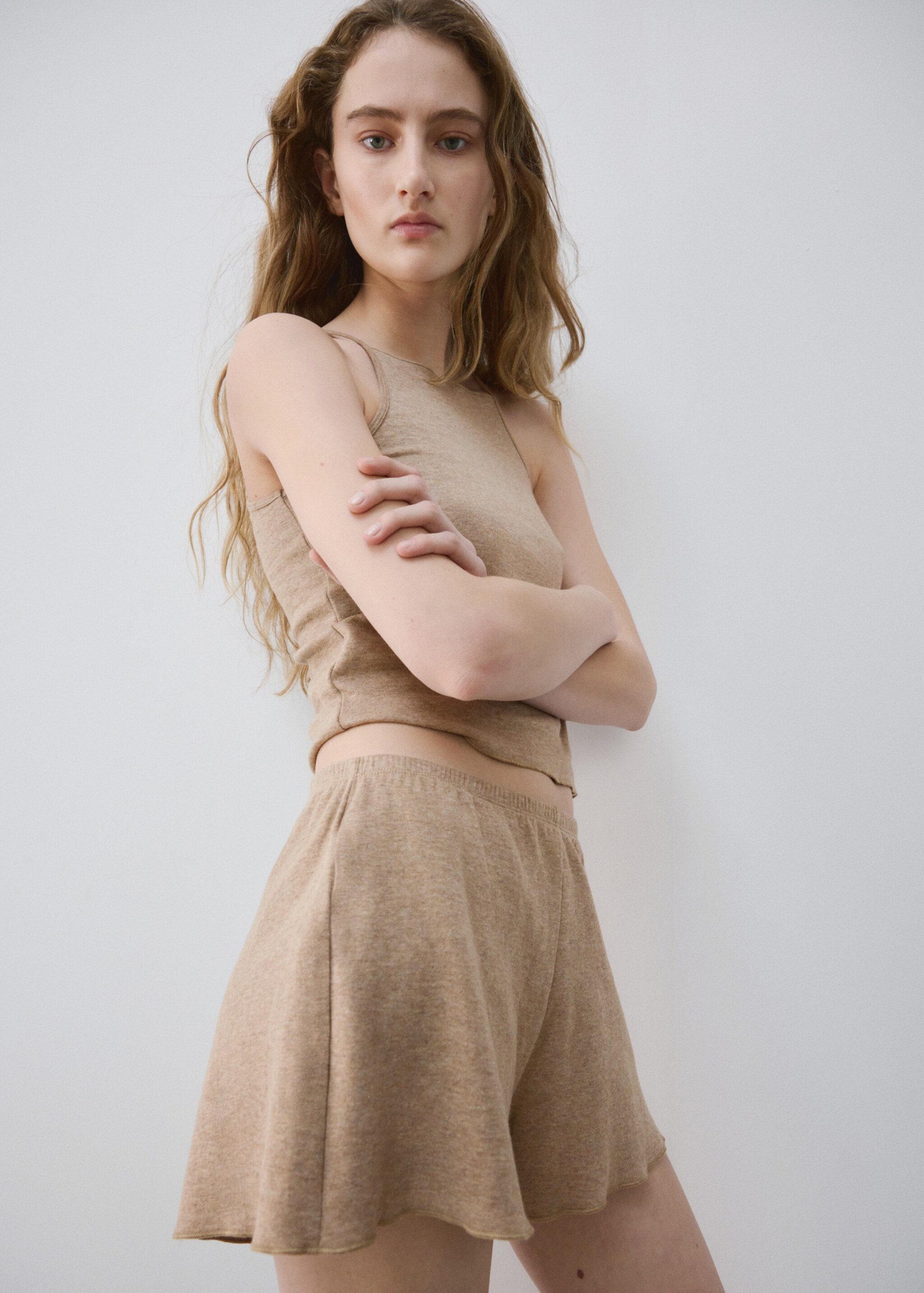 Бавовняні піжамні шорти - Детальніше про товар 1, Помірно-коричневий. Ref: 27075971-00.