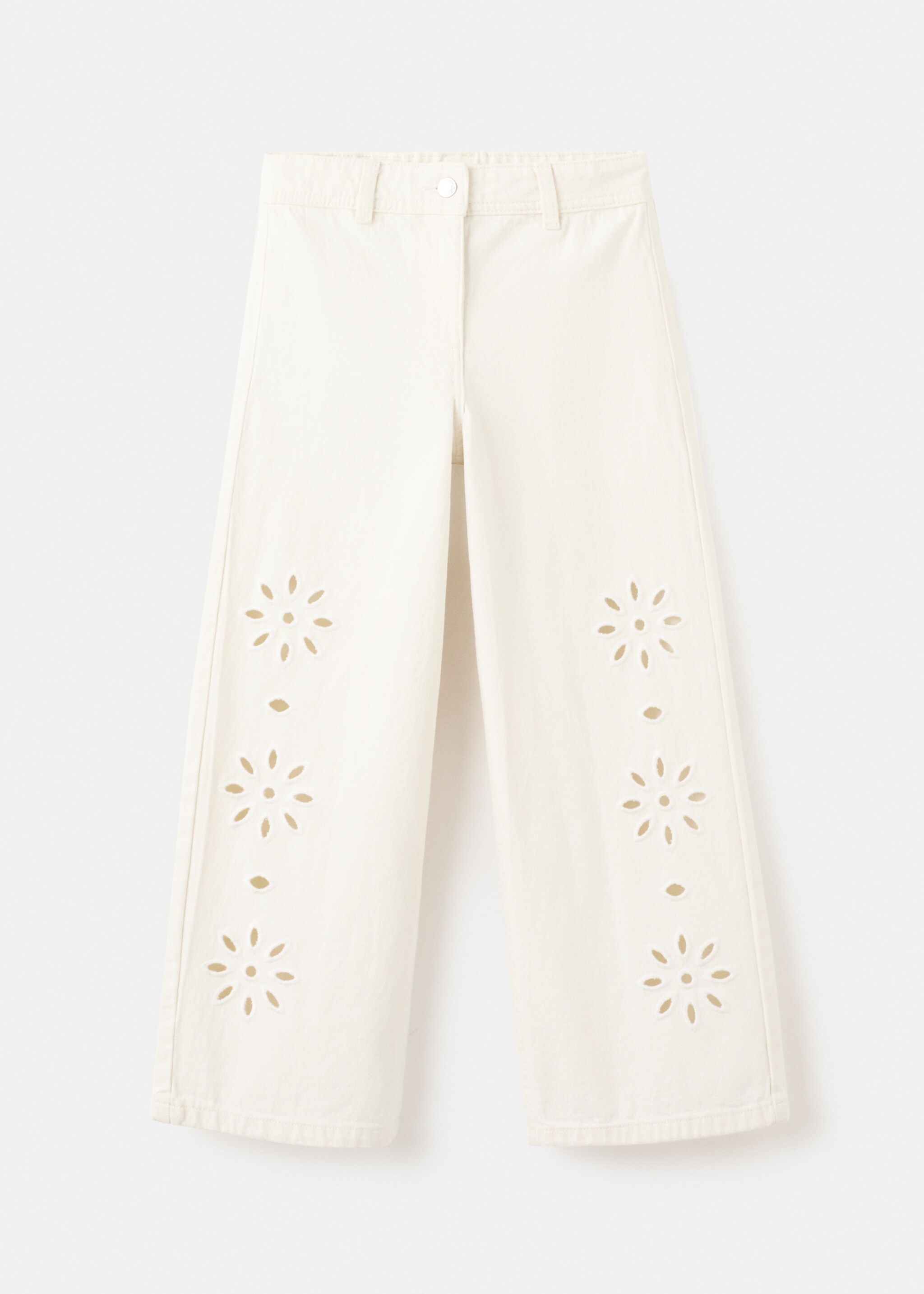 Jeans wide leg bordados - Artículo sin modelo, Crudo. Ref: 27075973-00.