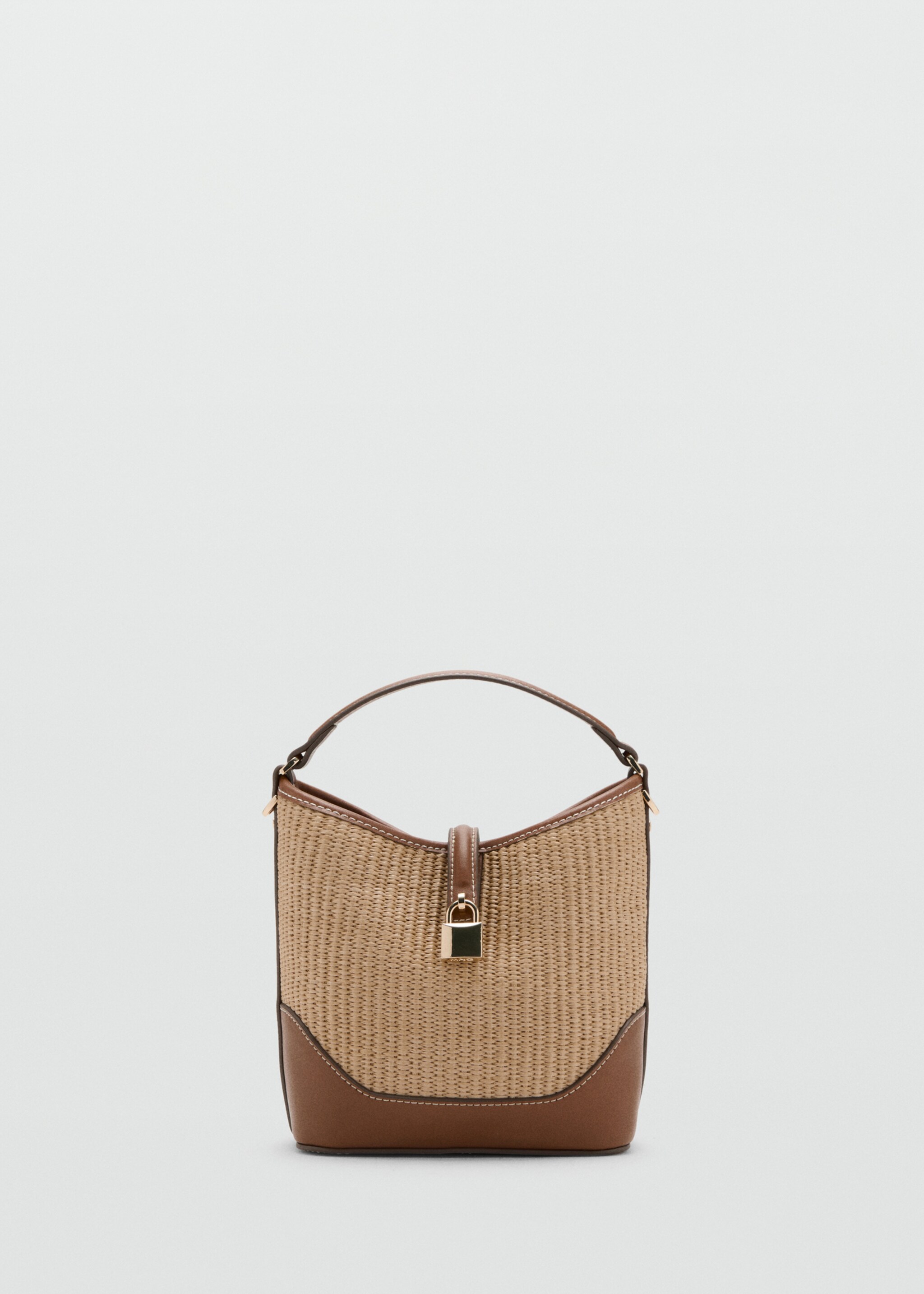 Sac seau en toile contrasté - Article sans modèle, Marron moyen. Ref: 27075982-00.