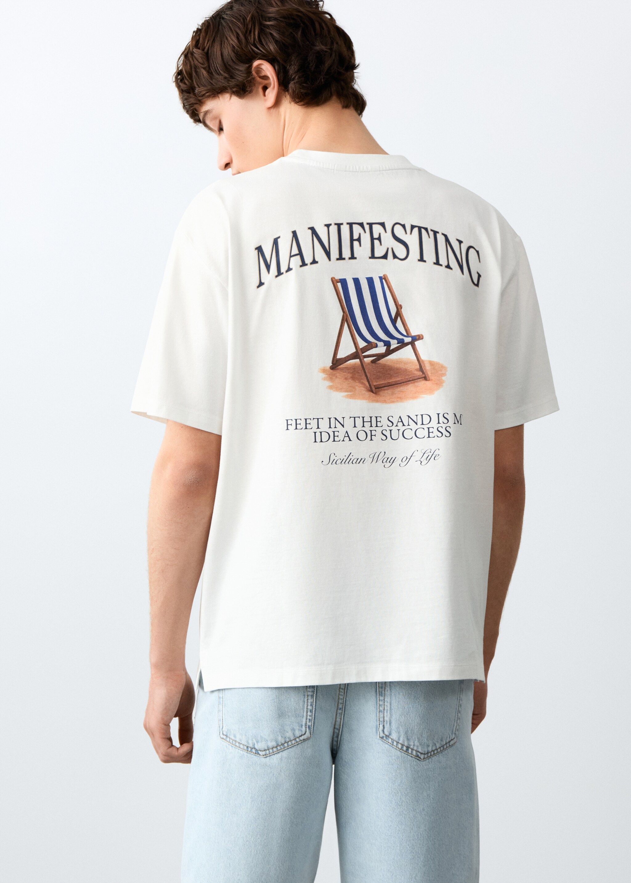 Printed cotton-blend t-shirt - Reverse of the article, Off White. Ref: 27075985-00.