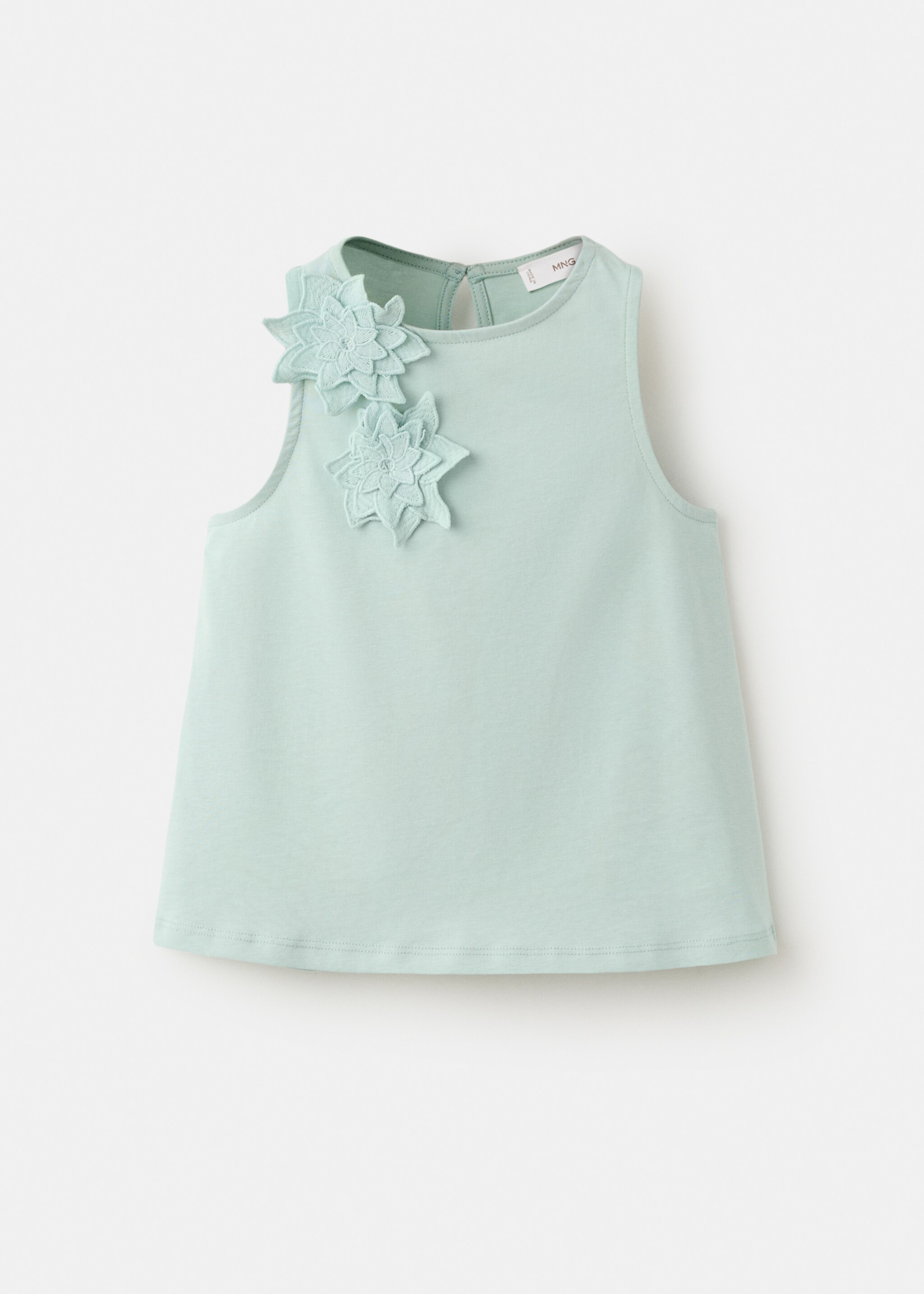 Floral relief top - Article without model, Aqua Green. Ref: 27075986-00.