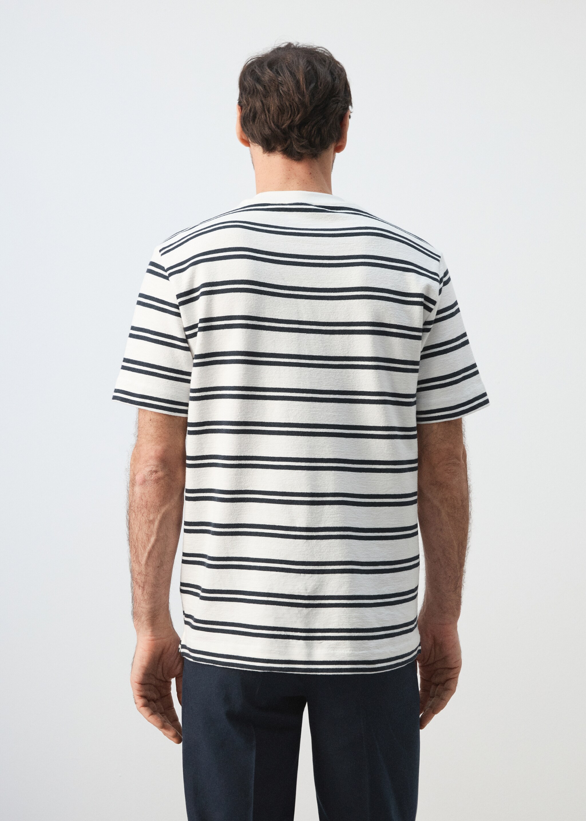 Regular fit striped T-shirt - Reverse of the article, White. Ref: 27075987-00.